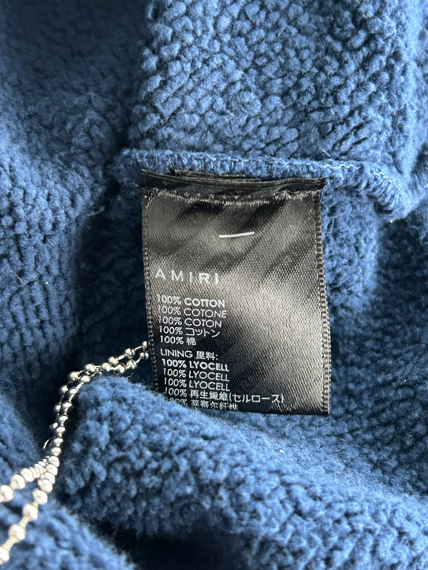 Amiri Vintage Blue & White Collegiate Logo Zip Up Hoodie