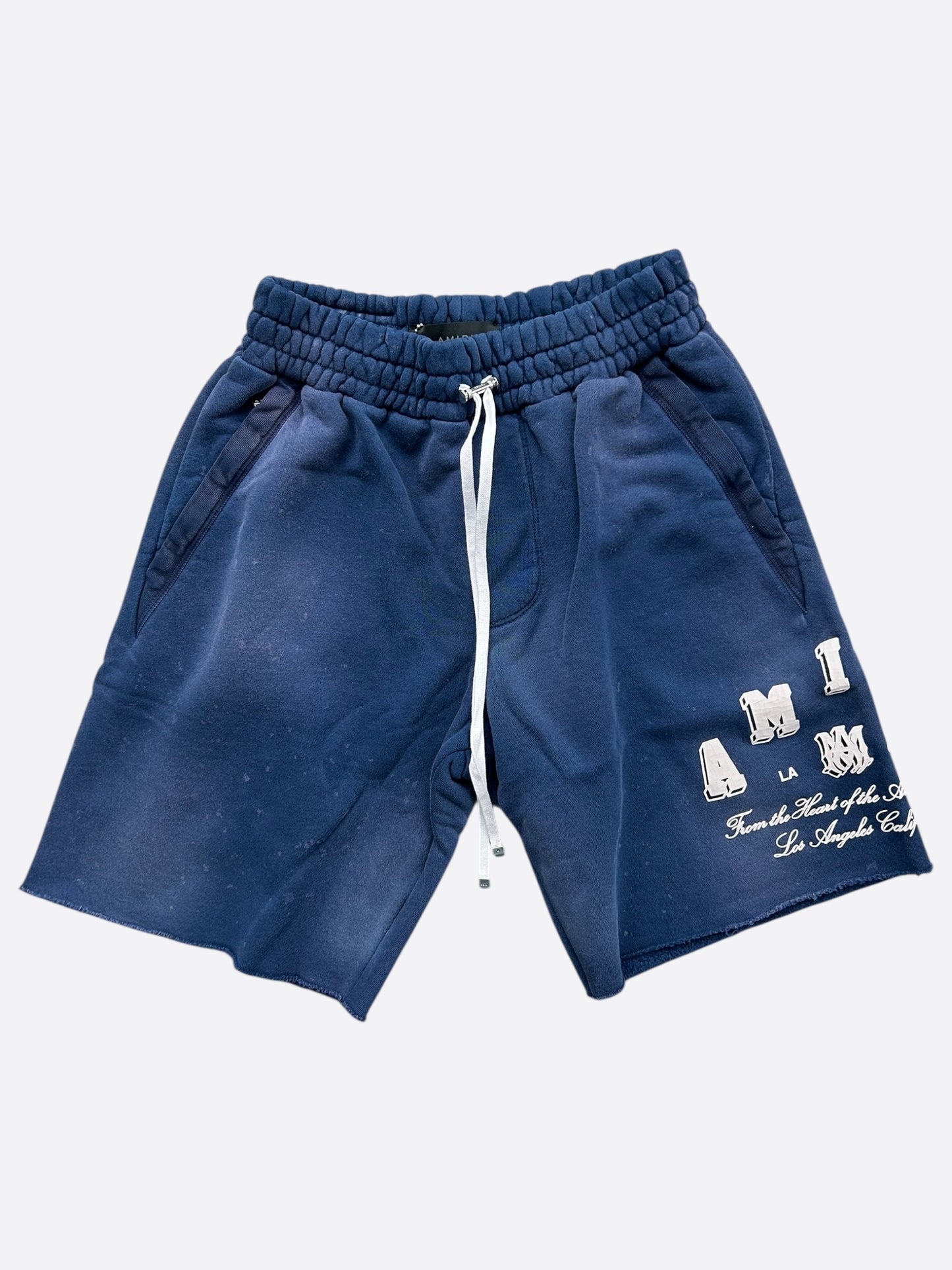 Amiri Blue & White Collegiate Logo Shorts