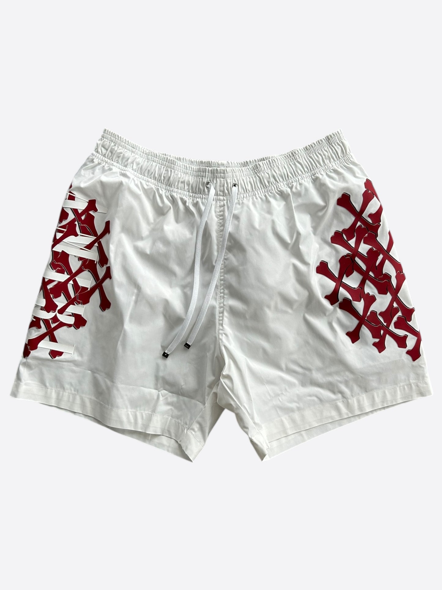 Amiri White & Red Bones Swimshorts