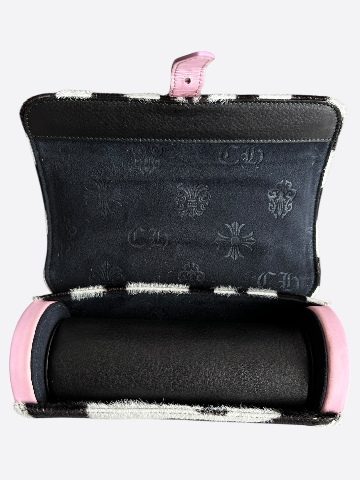 Chrome Hearts Black & White Zebra Pink Cross Patch Watch Roll