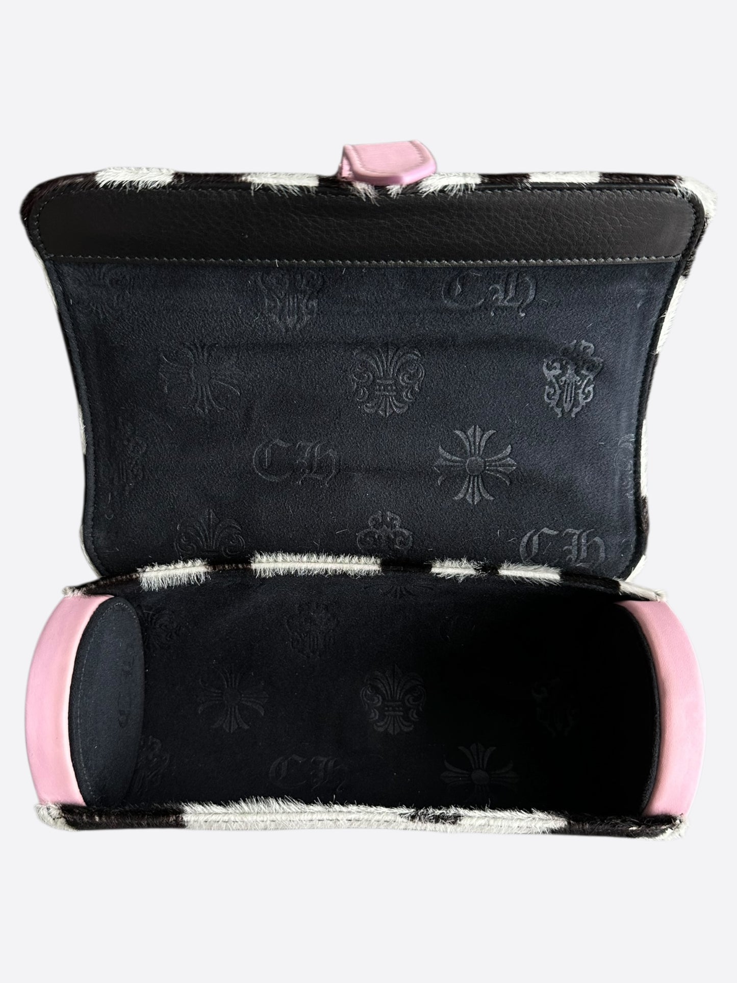 Chrome Hearts Black & White Zebra Pink Cross Patch Watch Roll