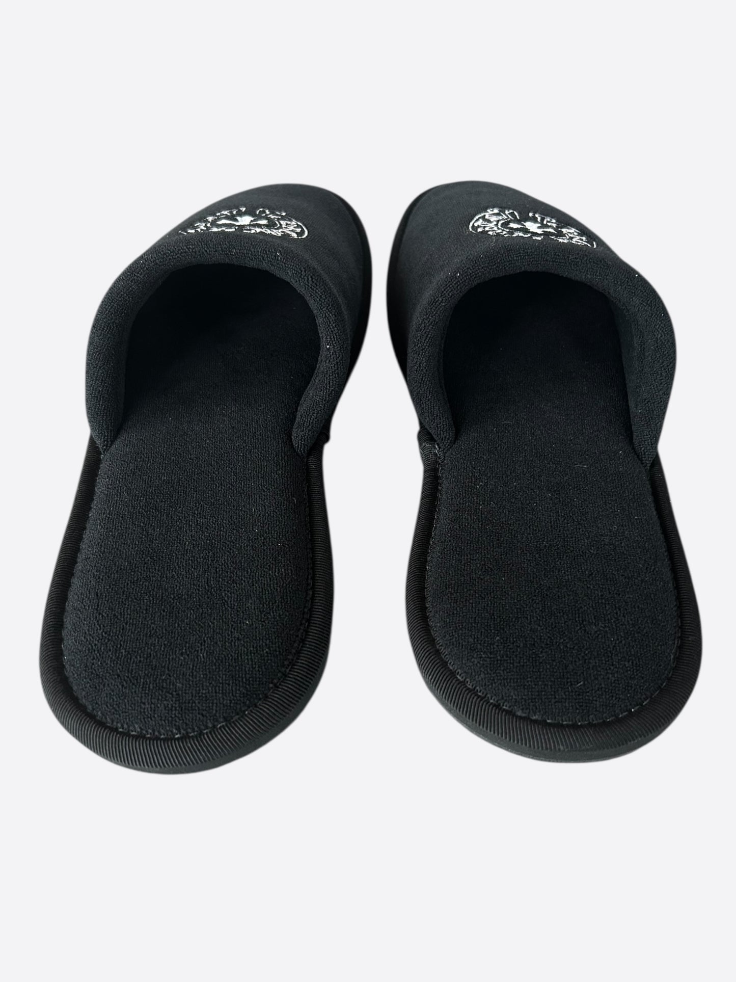 Chrome Hearts Black & White Horseshoe Logo Slippers