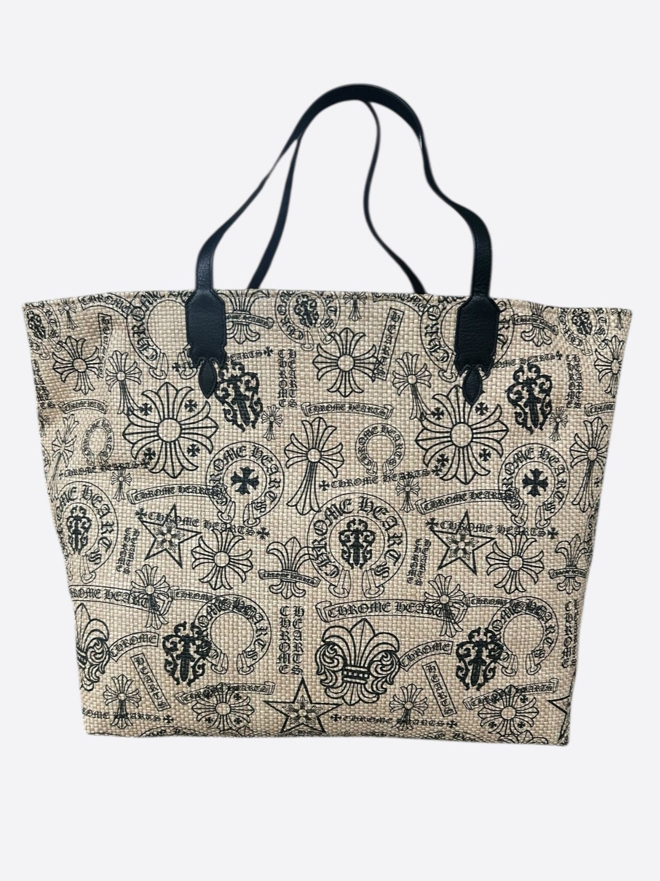 クロムハーツ CHROME HEARTS HORSESHOE BEACH BAG Chrome Hearts Horseshoe Beach Bag Leather & Fabric Tote 18.9