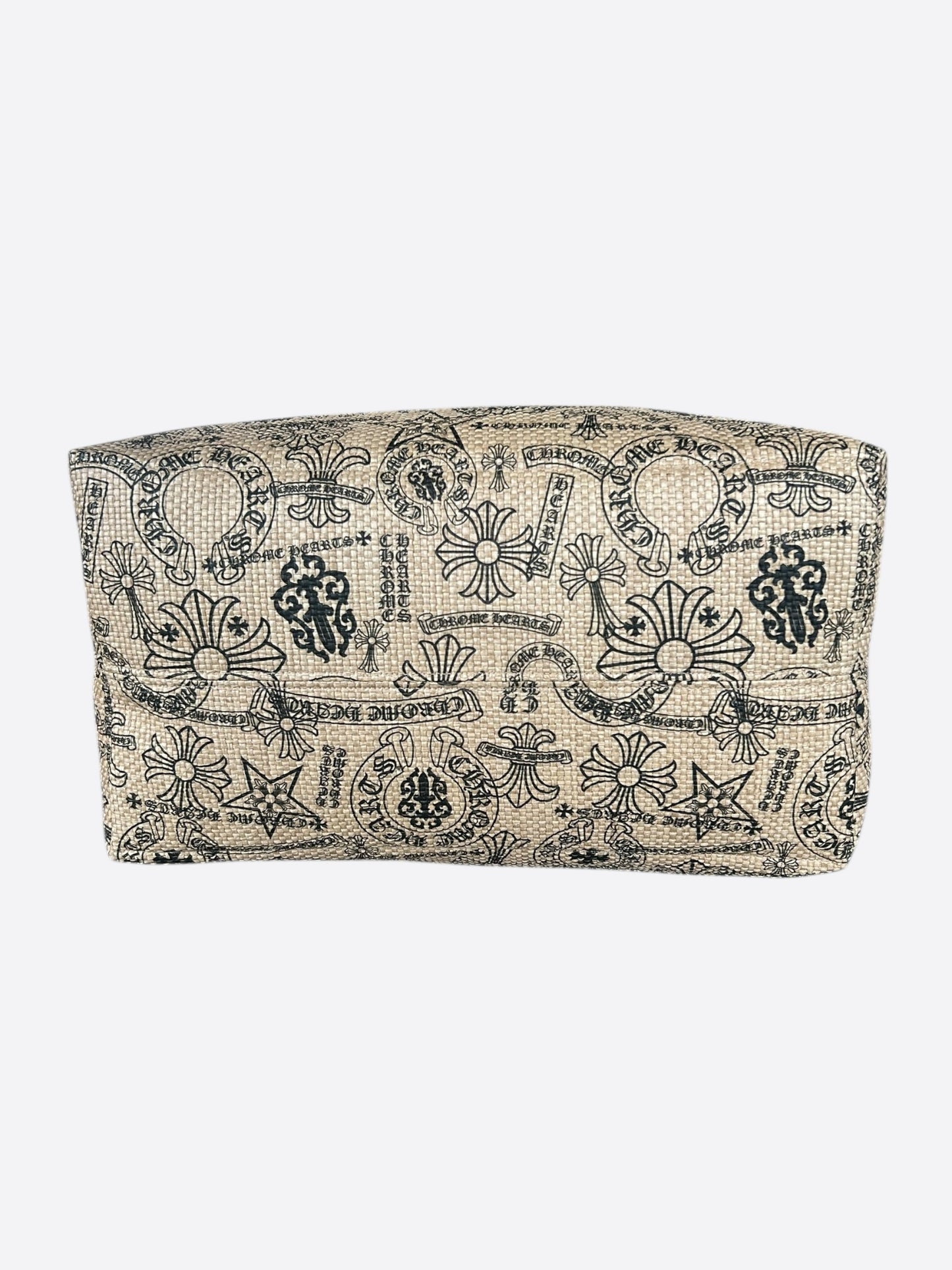 Chrome Hearts Beige & Black Stencil Beach Tote Bag