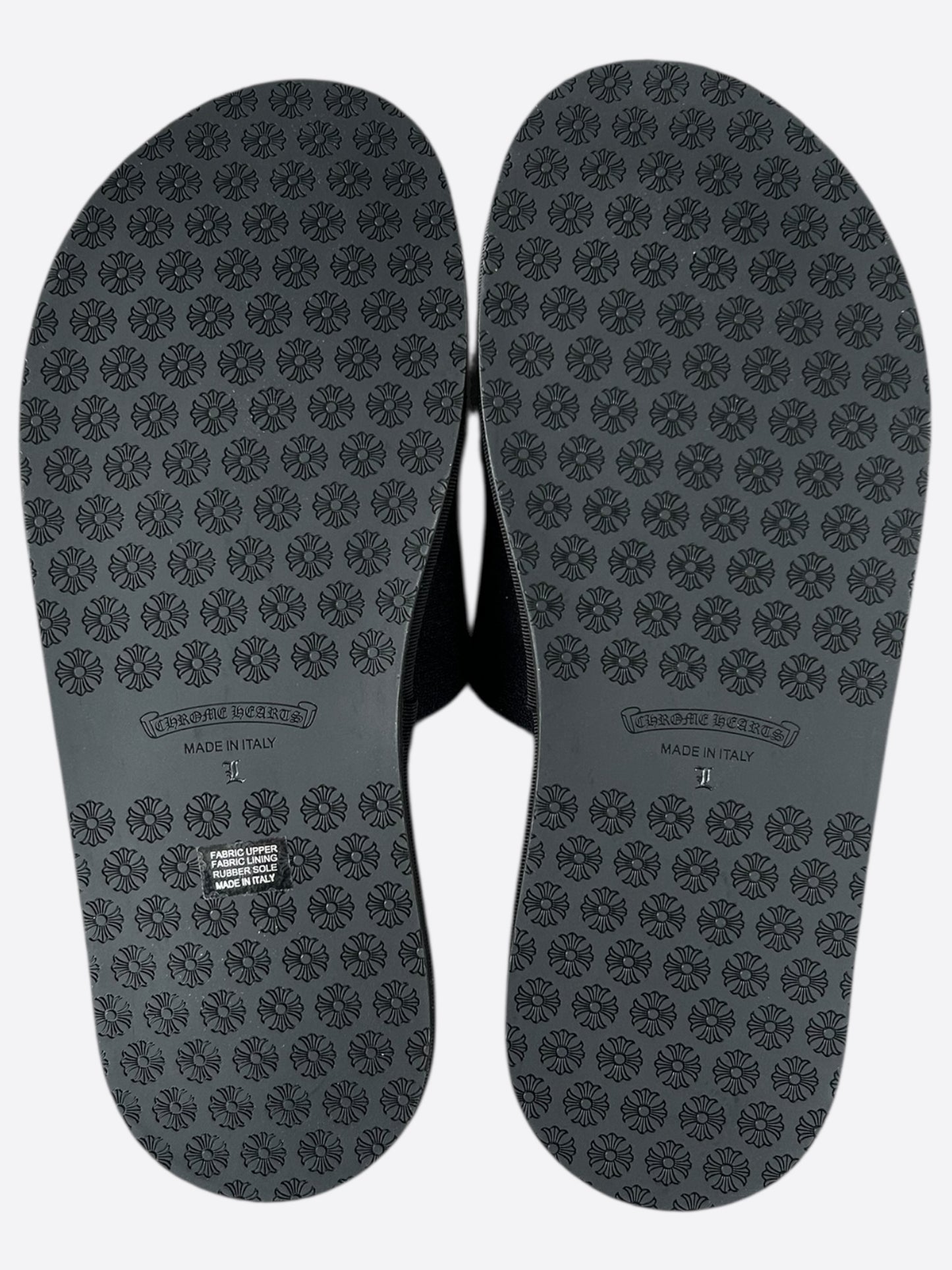 Chrome Hearts Black & White Horseshoe Logo Slippers