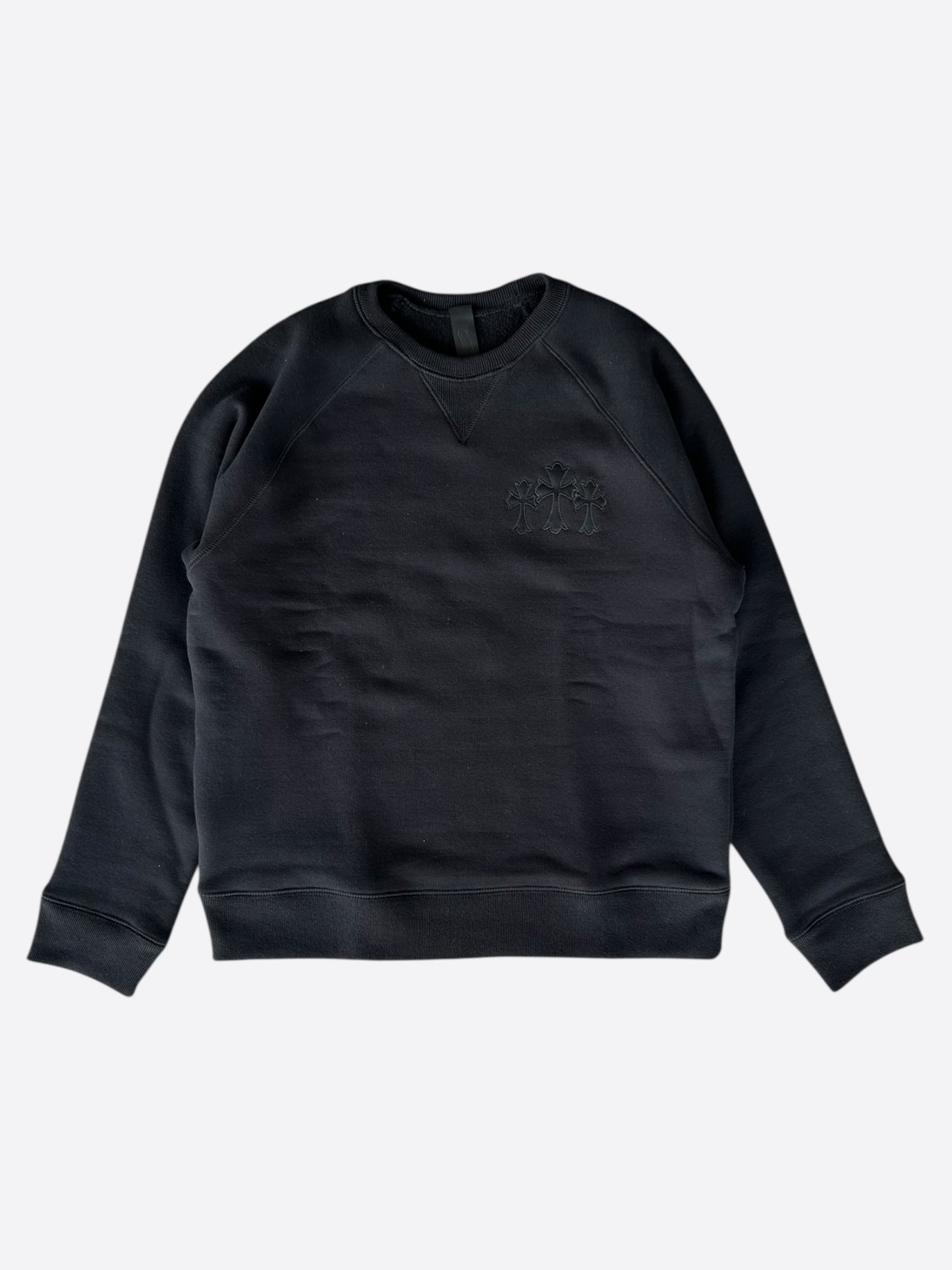 Chrome Hearts Black Triple Cross CH Logo Embroidered Sweater