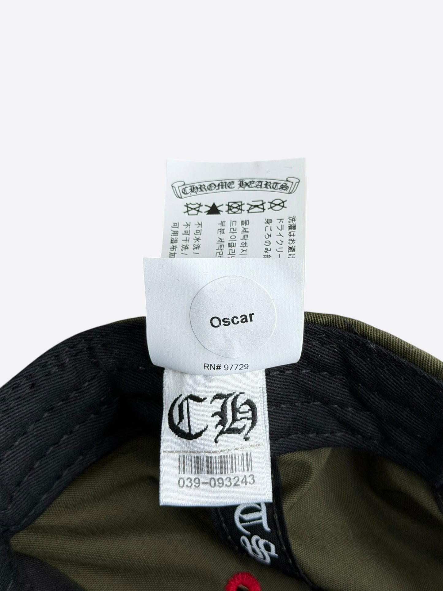 Chrome Hearts Olive & White Triple Cross Embroidered Hat