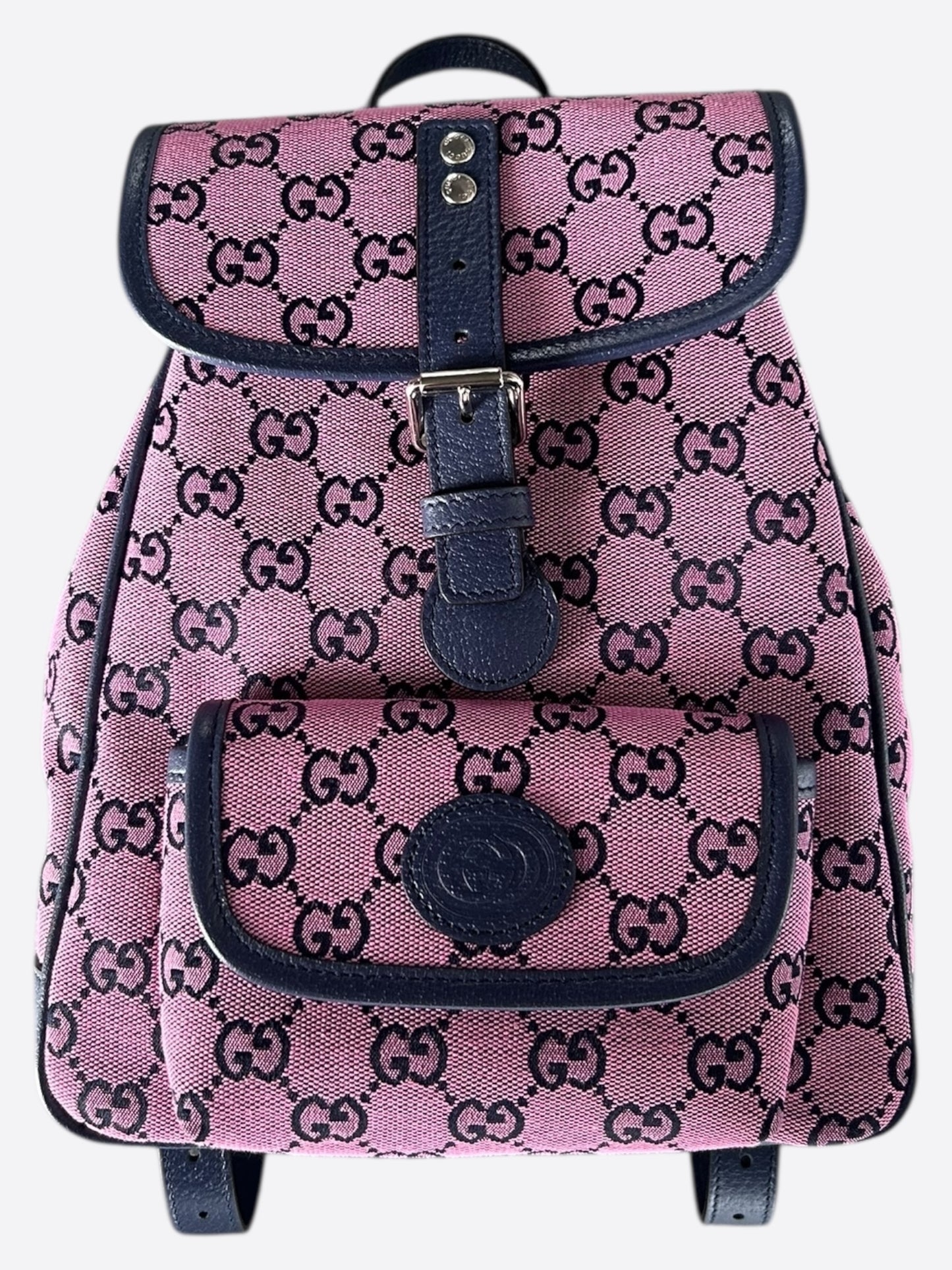 Gucci Pink & Blue GG Monogram Mini Backpack