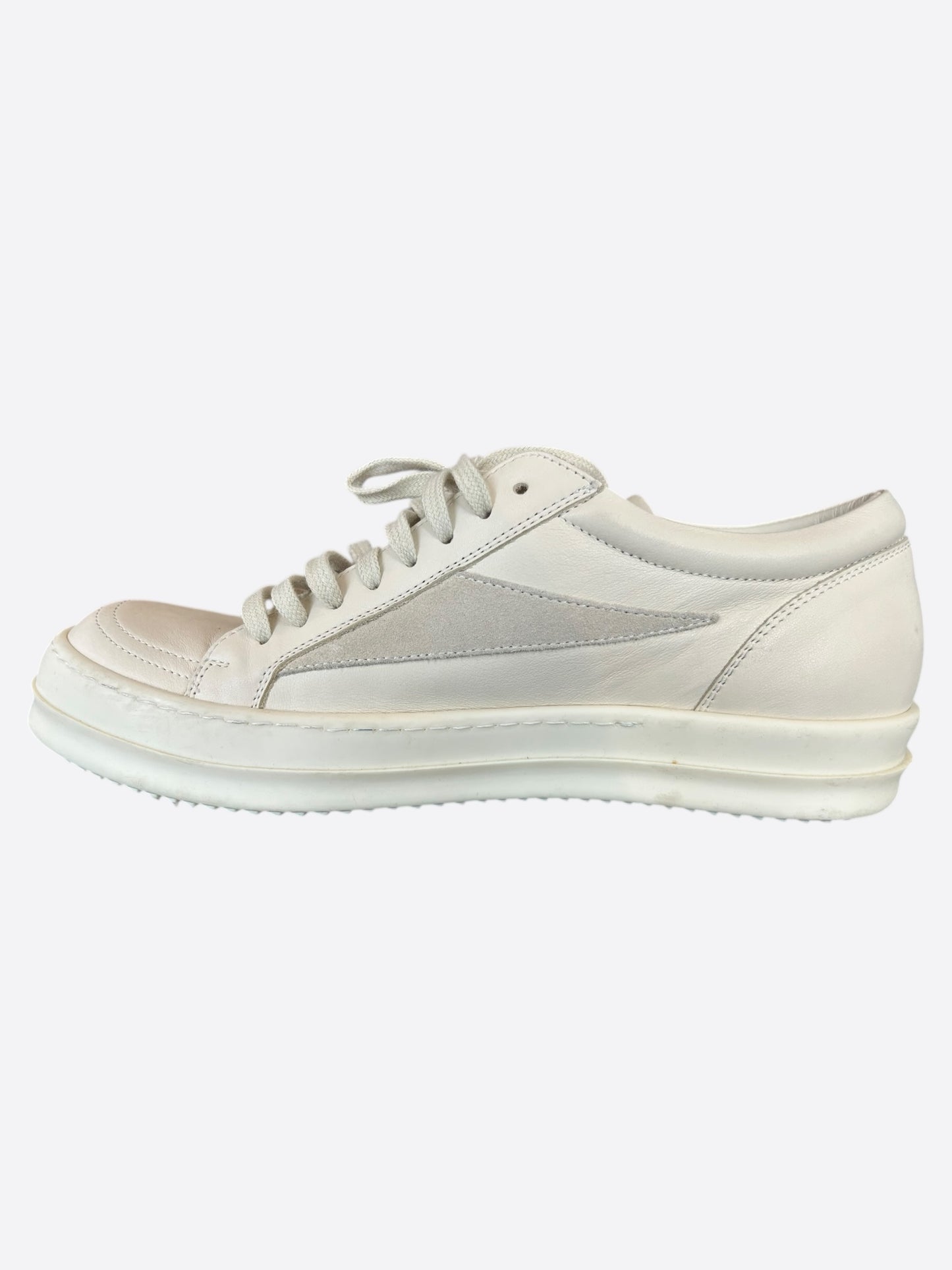 Rick Owens White Leather Vintage Low Top Sneakers