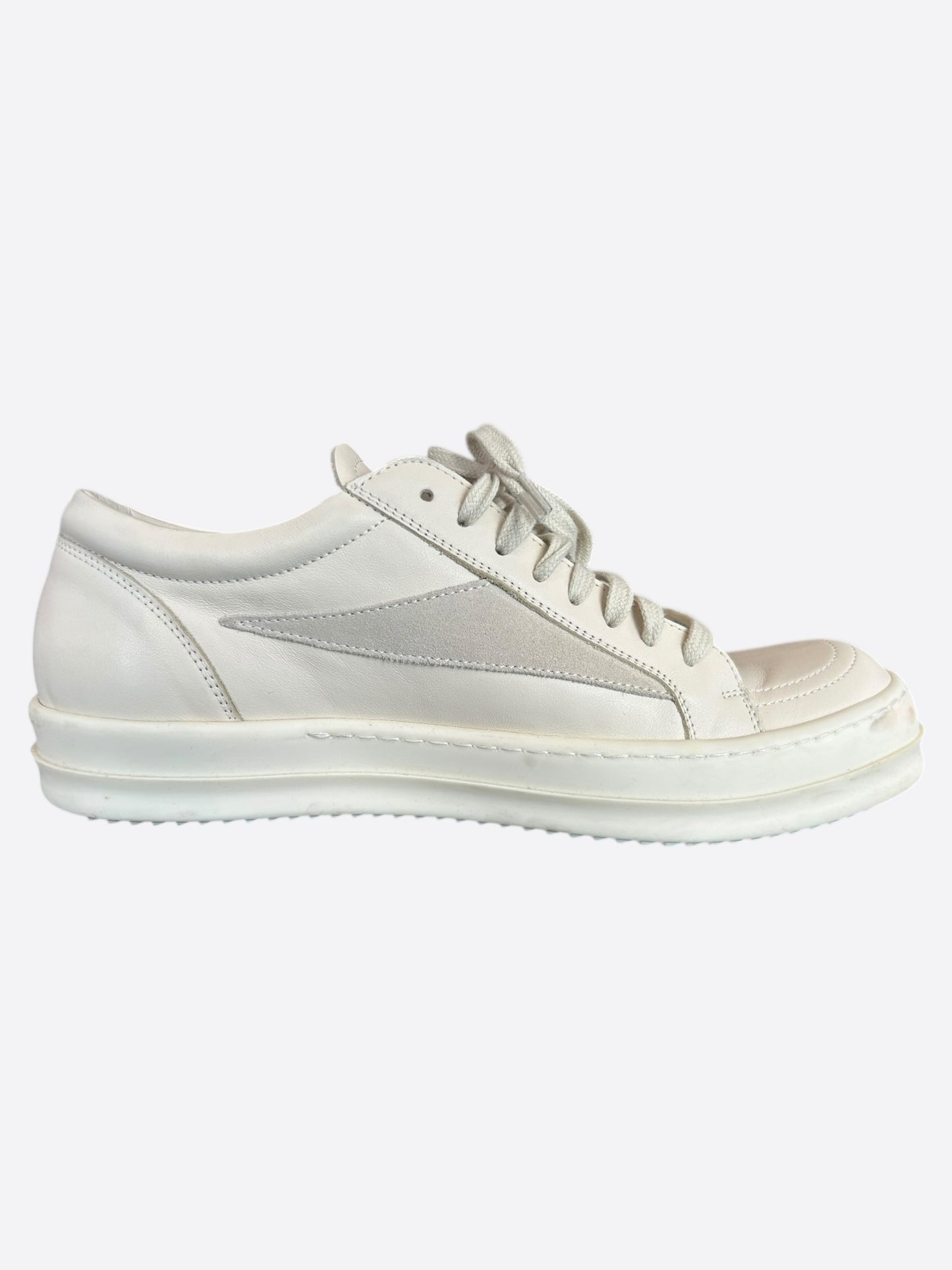 Rick Owens White Leather Vintage Low Top Sneakers