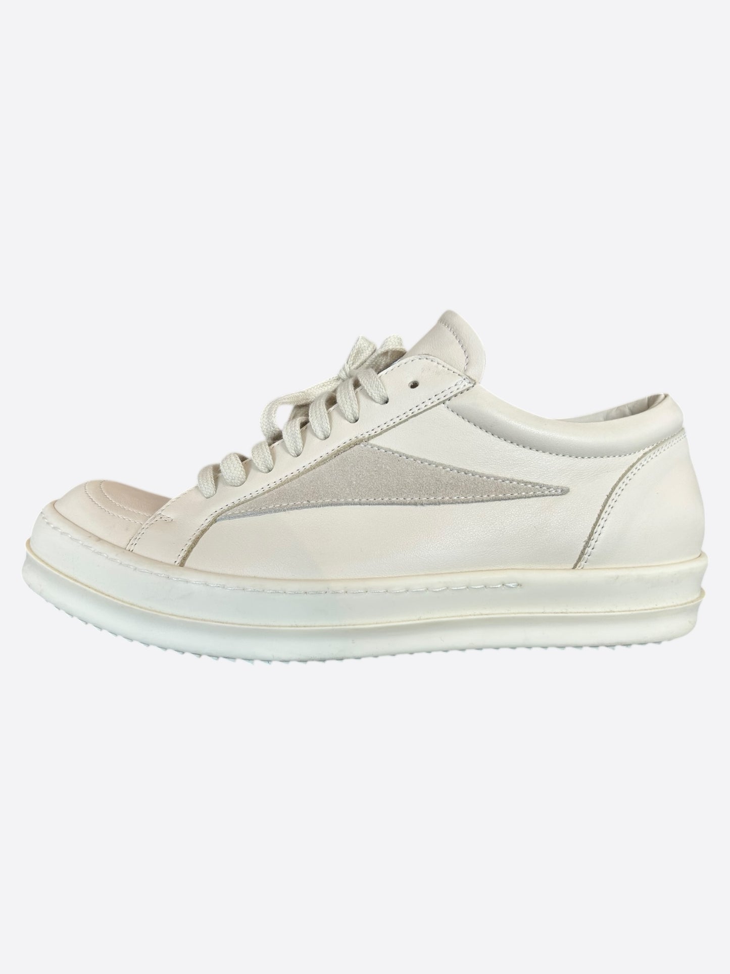 Rick Owens White Leather Vintage Low Top Sneakers