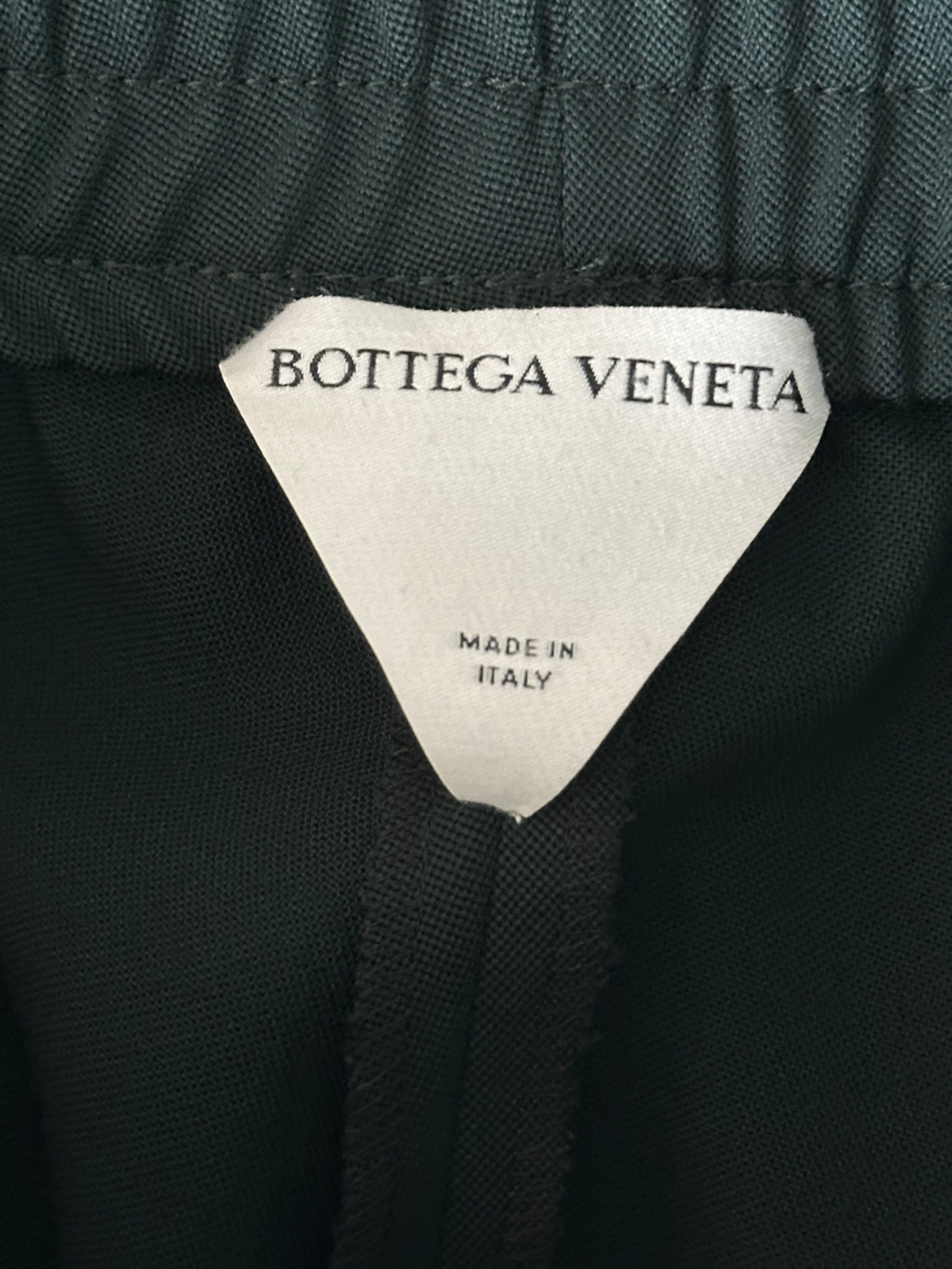 Bottega Veneta Green & White Striped Wool Trackpants
