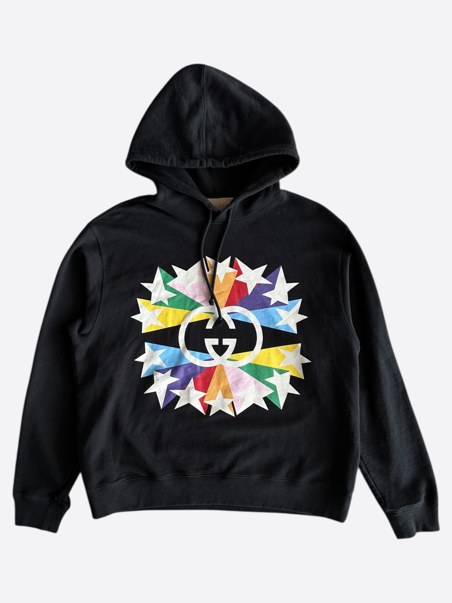 Gucci Black Multicolor Star GG Logo Hoodie