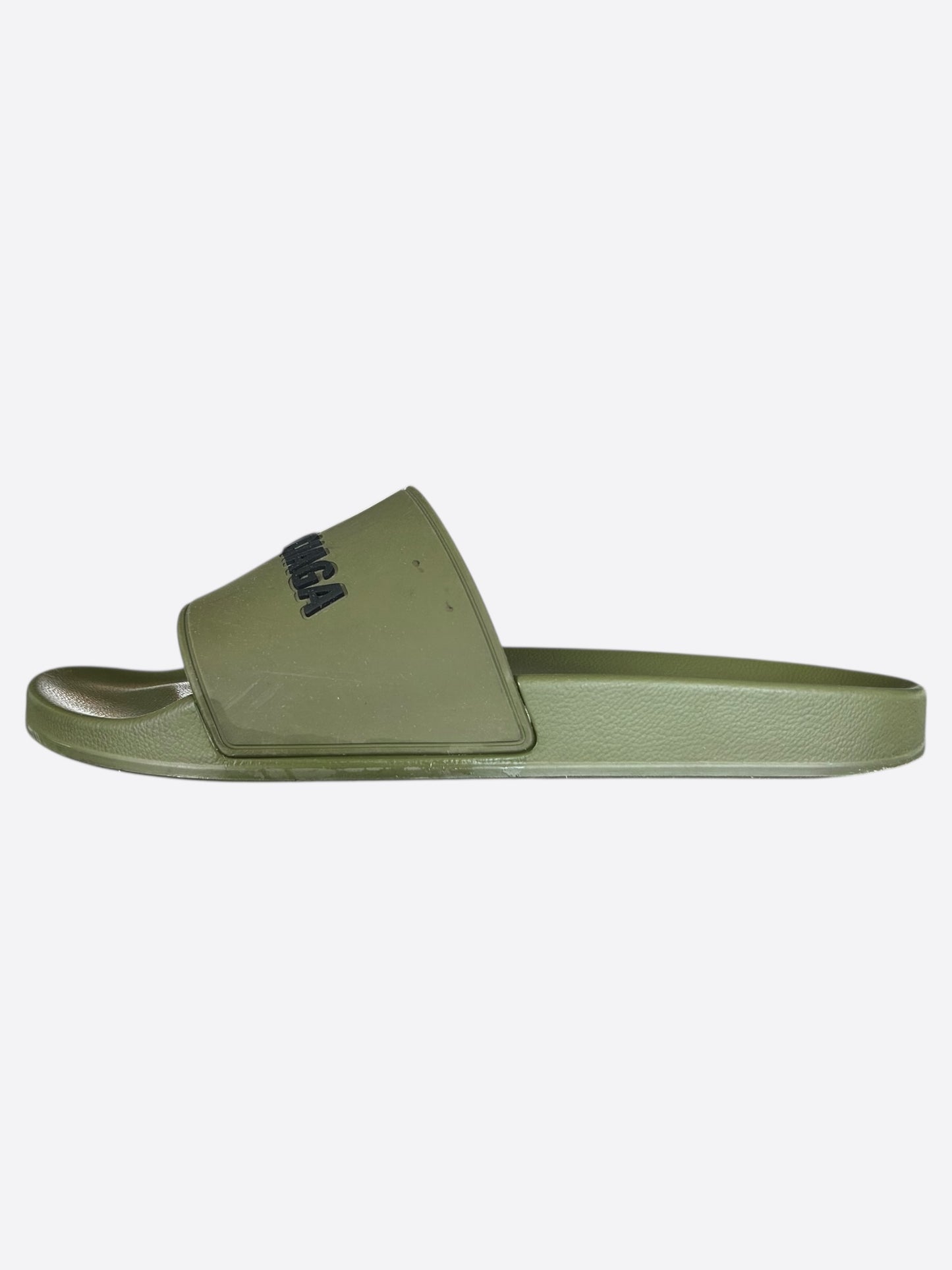 Balenciaga Green & Black Logo Slides