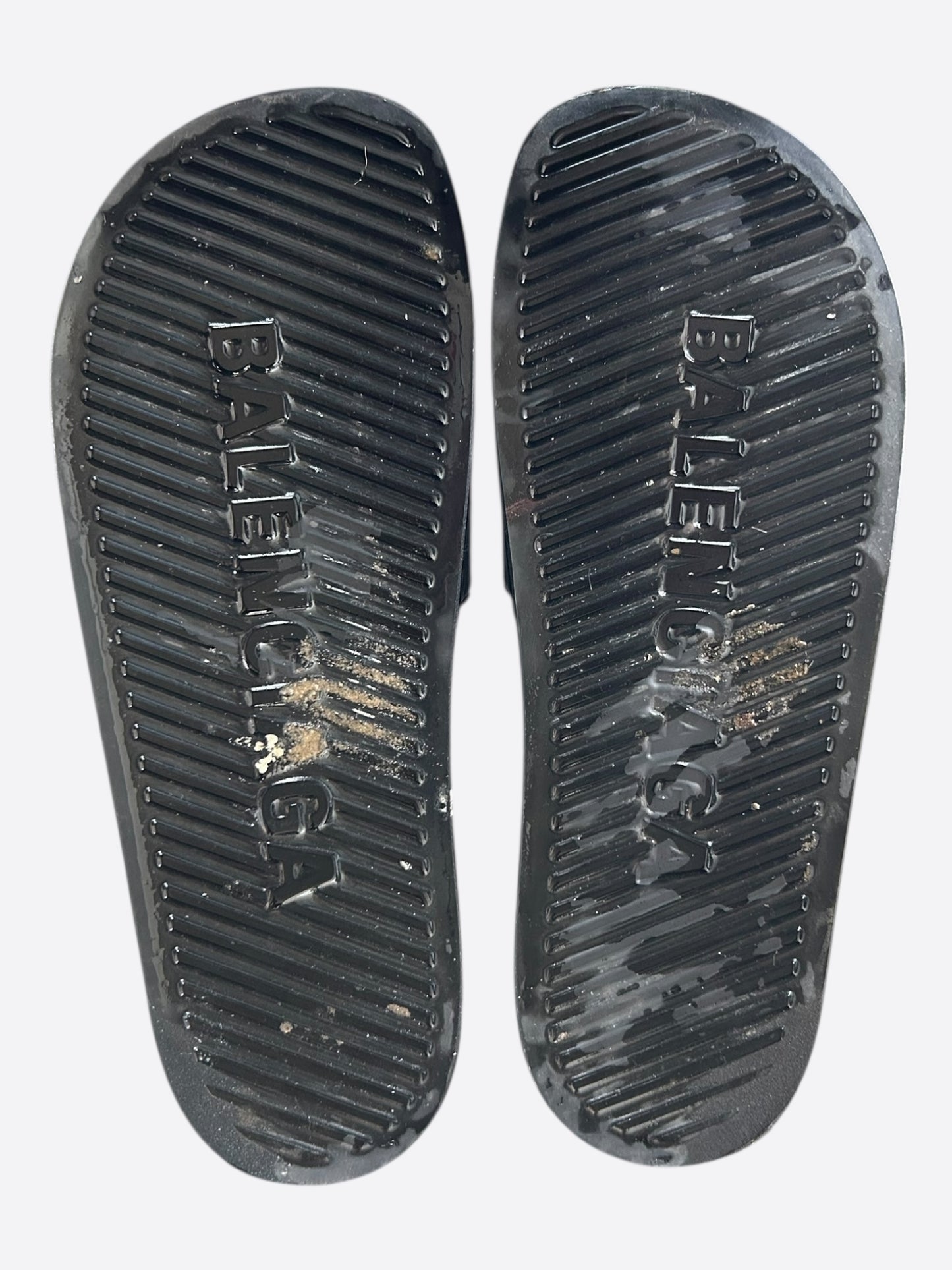 Balenciaga Black & Green Logo Slides