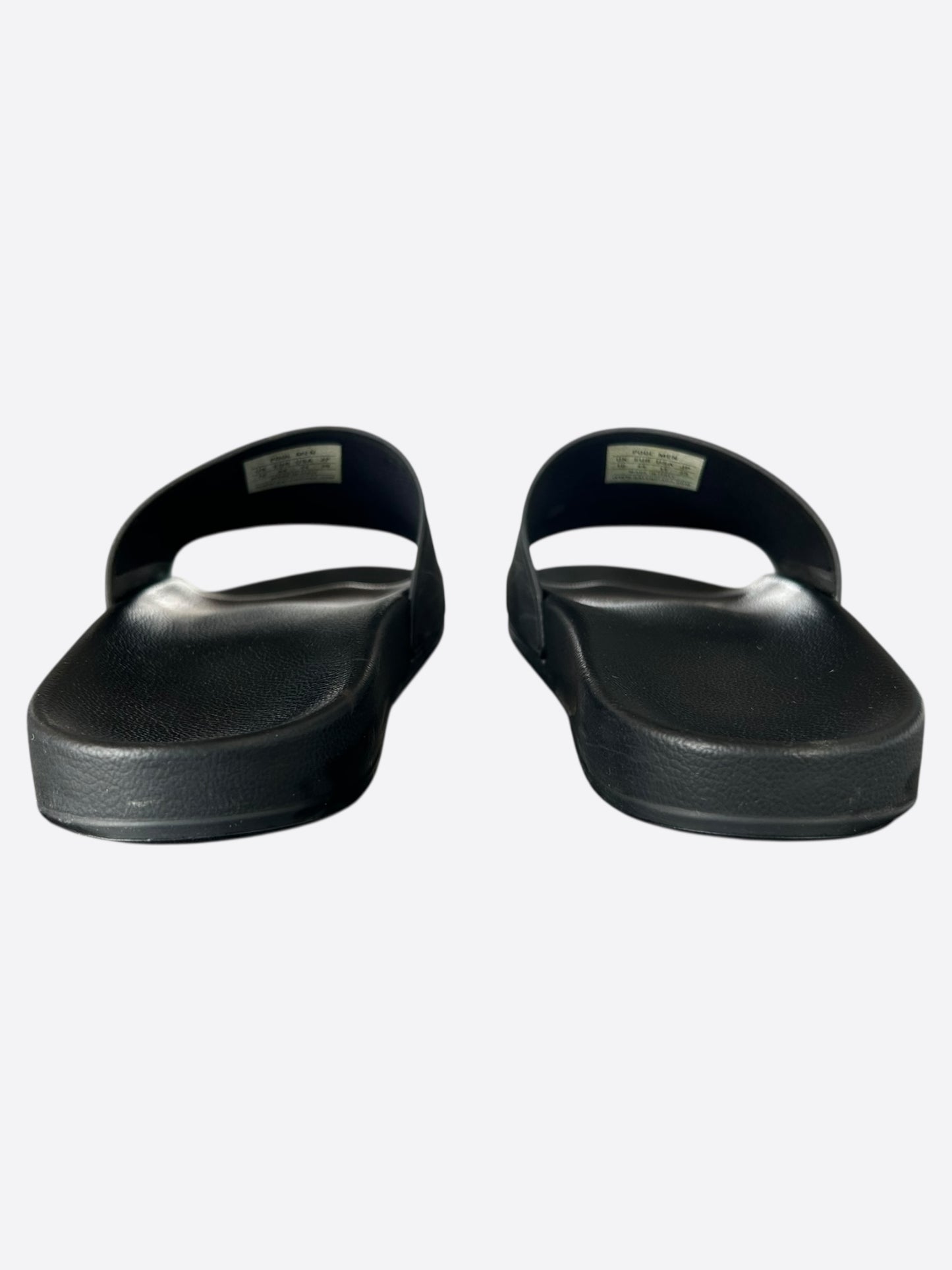Balenciaga Black & Green Logo Slides