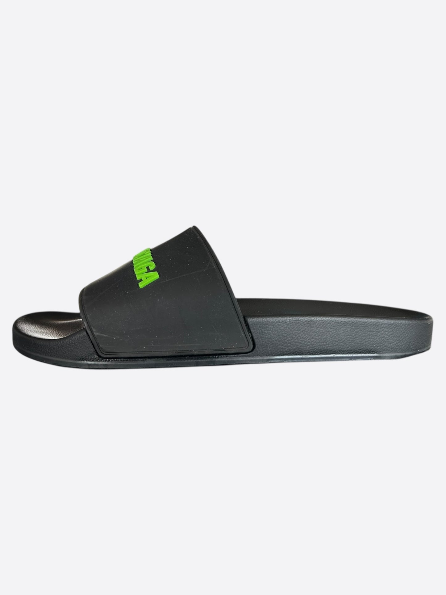 Balenciaga Black & Green Logo Slides
