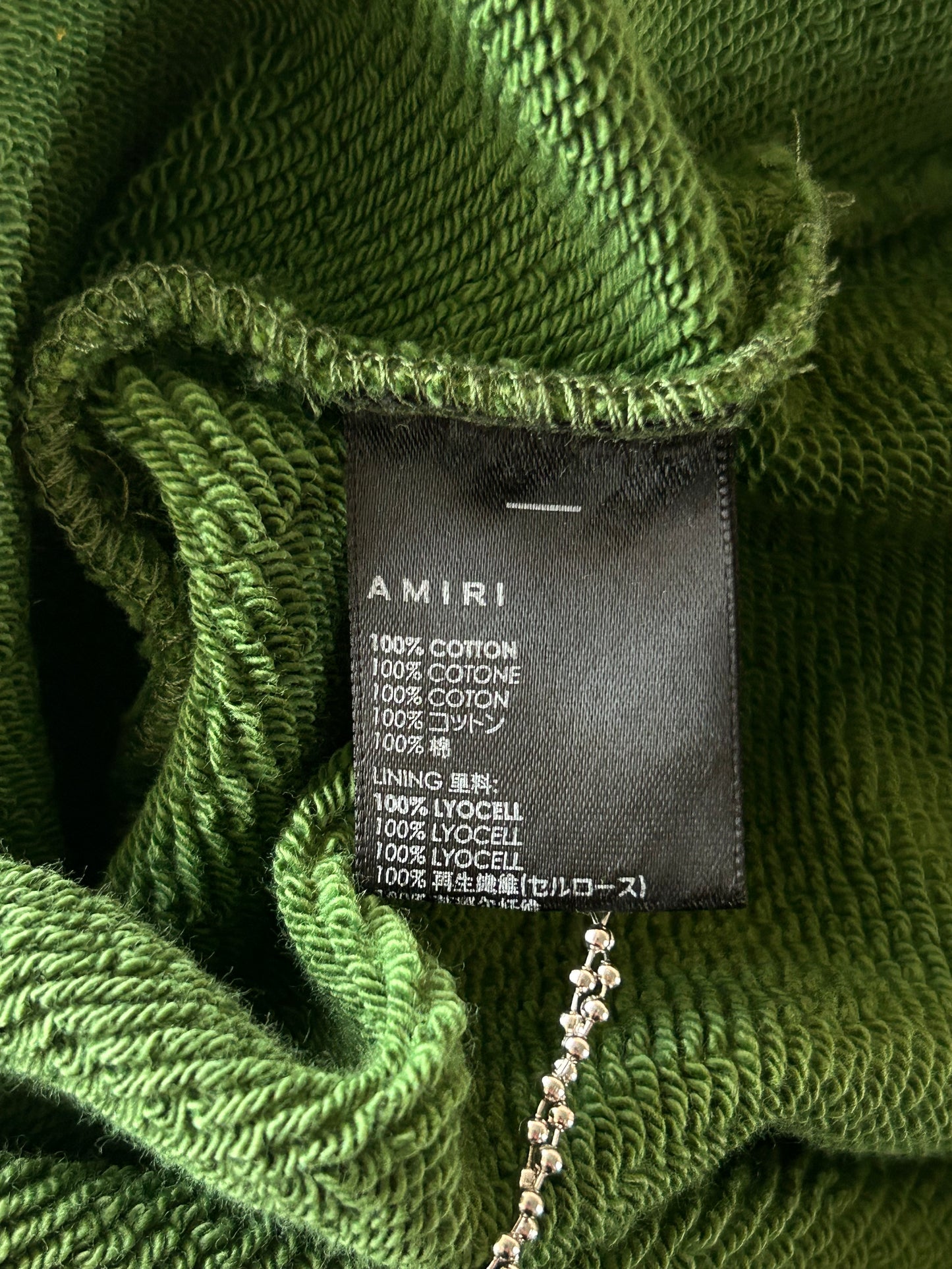 Amiri Green & Yellow Track Logo Hoodie