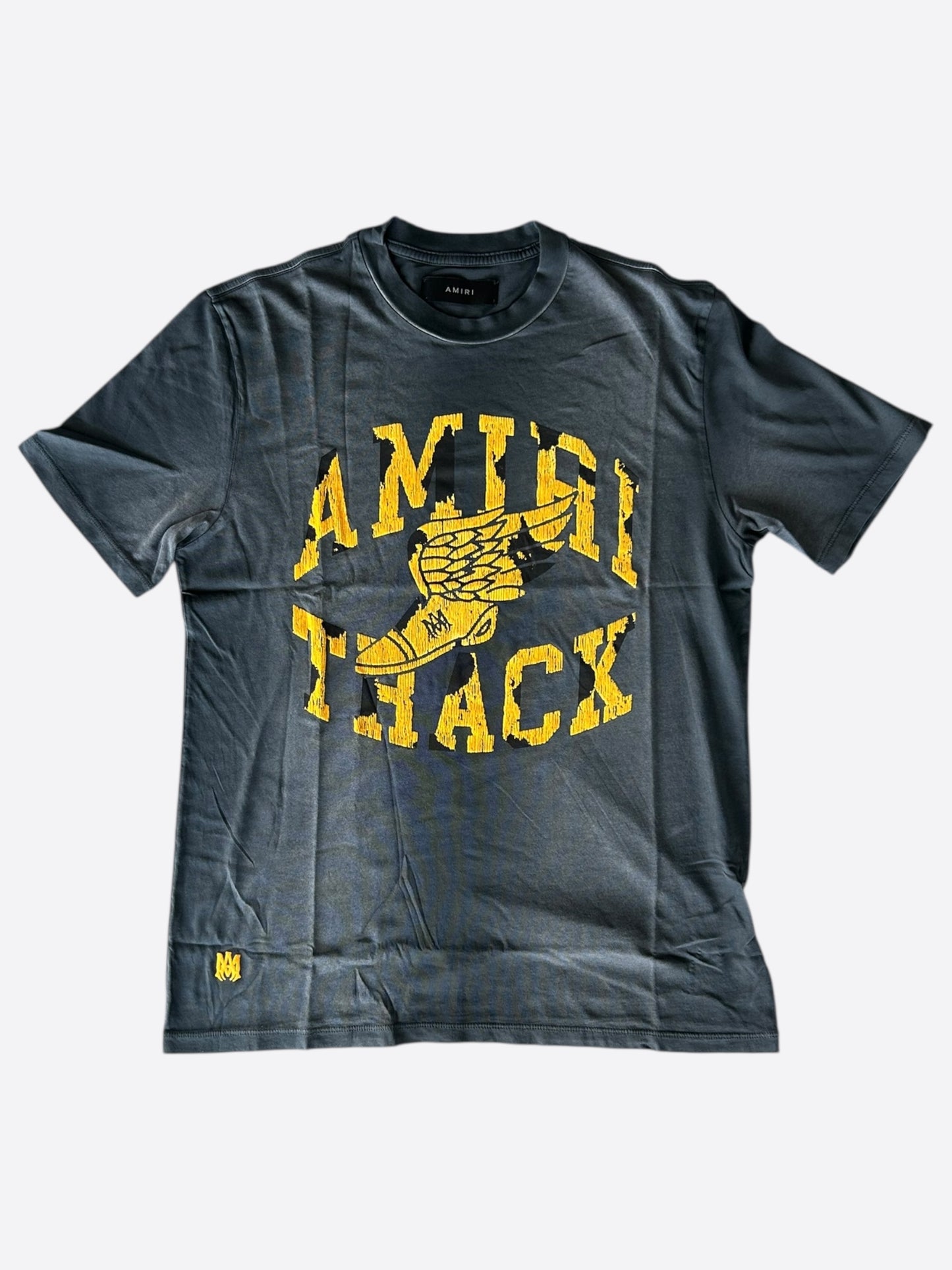 Amiri Faded Black & Yellow Track Logo T-Shirt