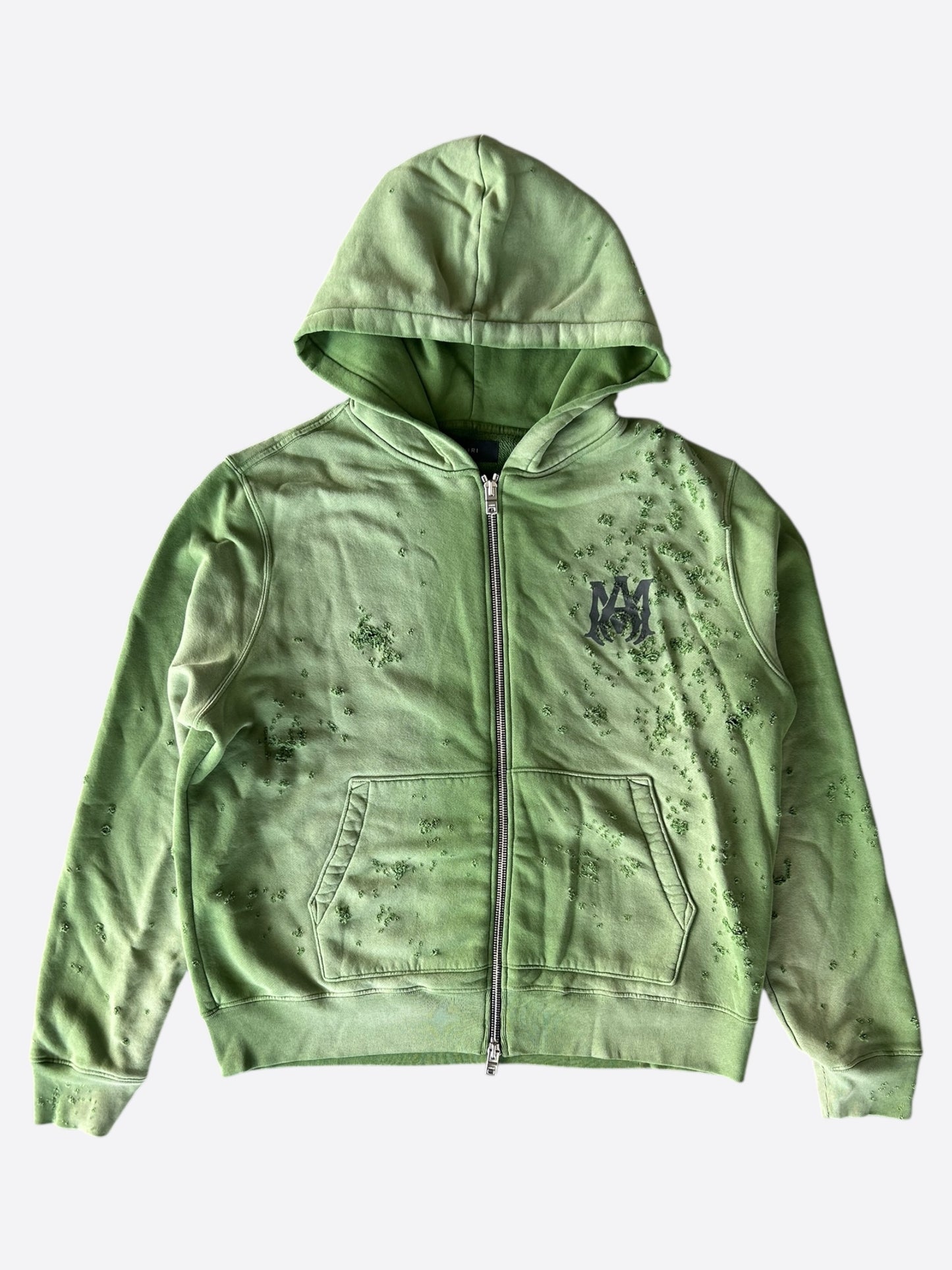 Amiri Green & Black Core Logo Shotgun Zip Up Hoodie