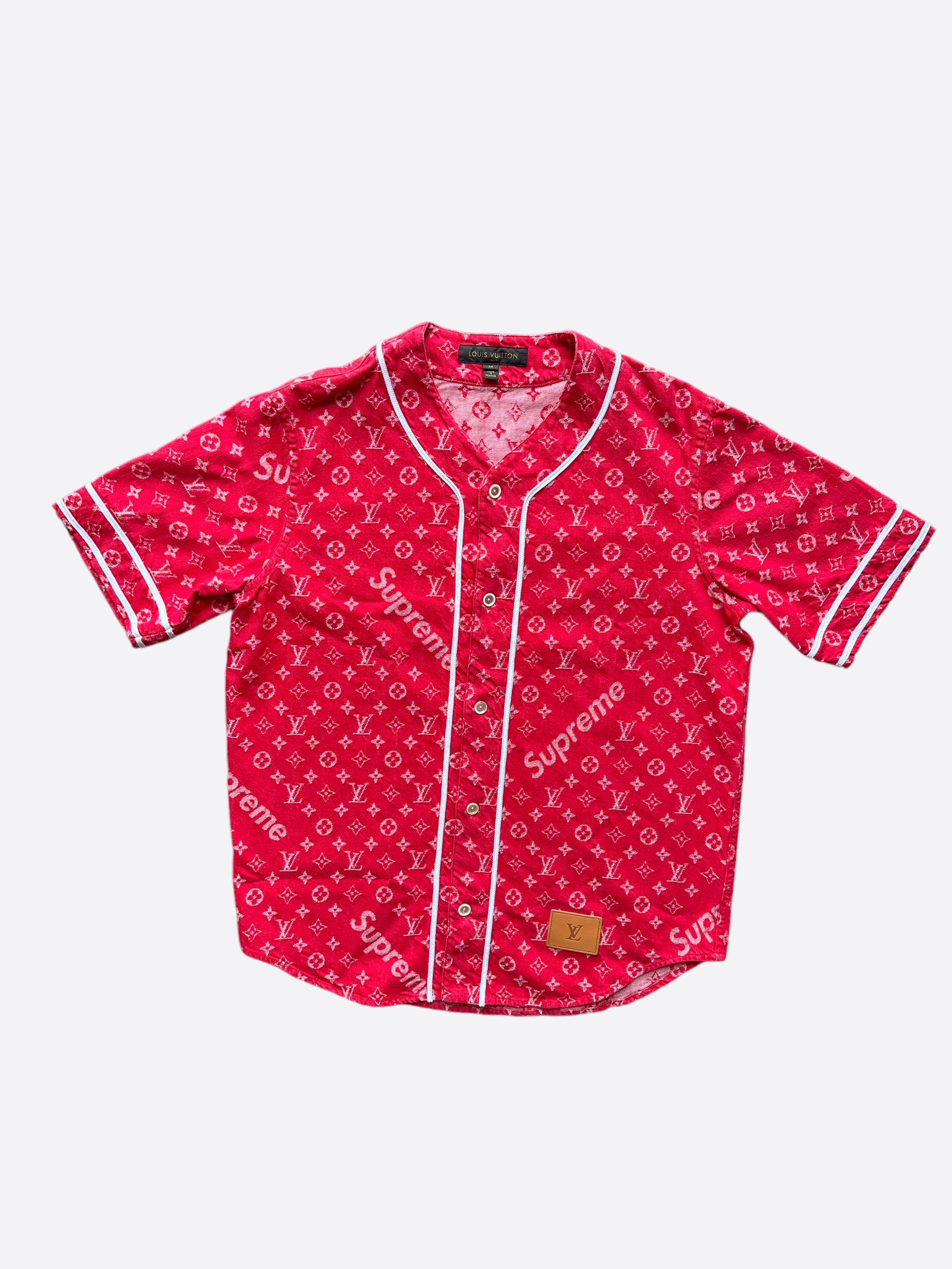 Louis Vuitton, Shirts, Louis Vuitton X Supreme Denim Baseball Jersey