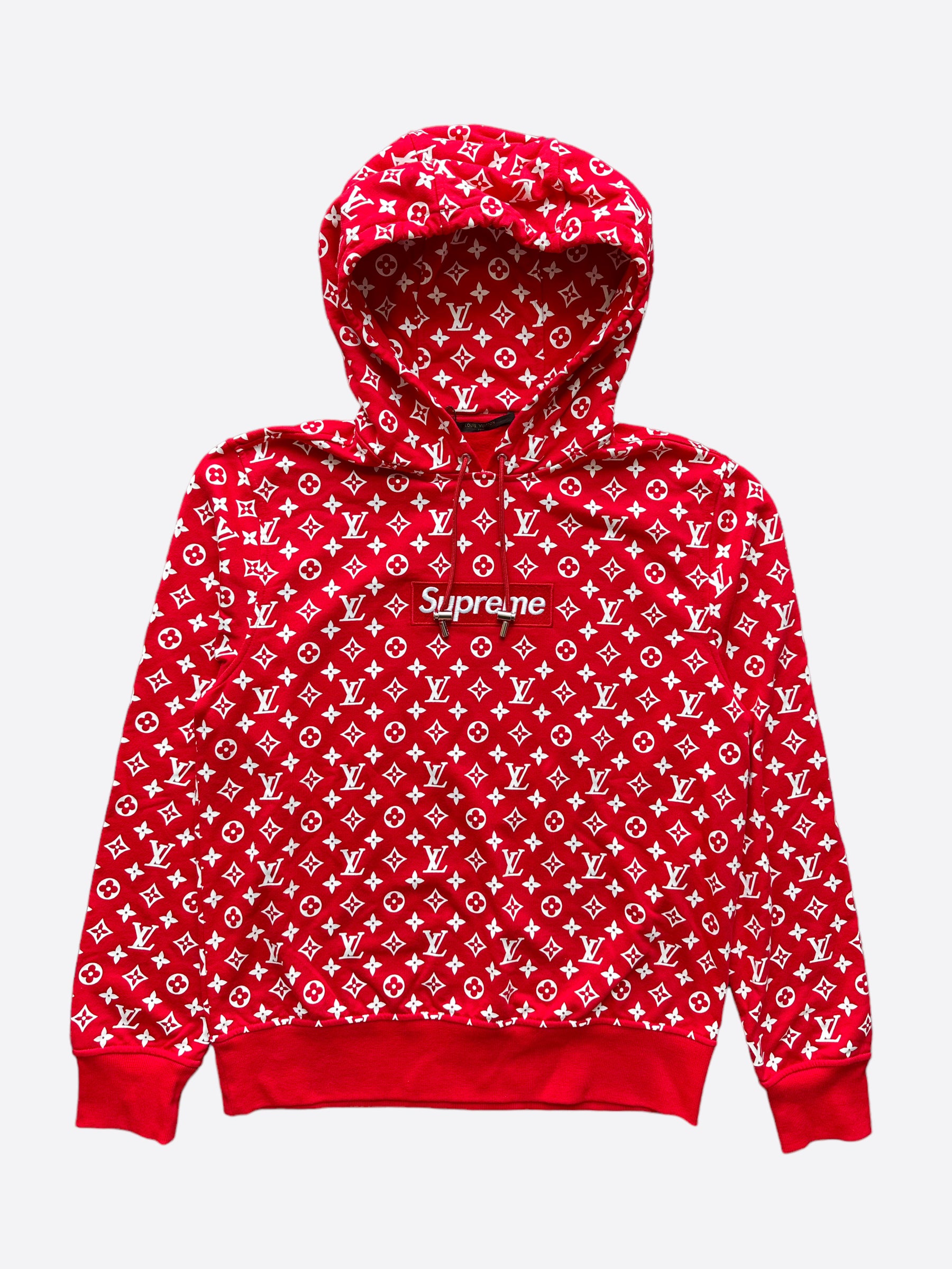 Louis Vuitton Supreme Box Logo Monogram Red White Hoodie Sweatshirt Rare  Invest