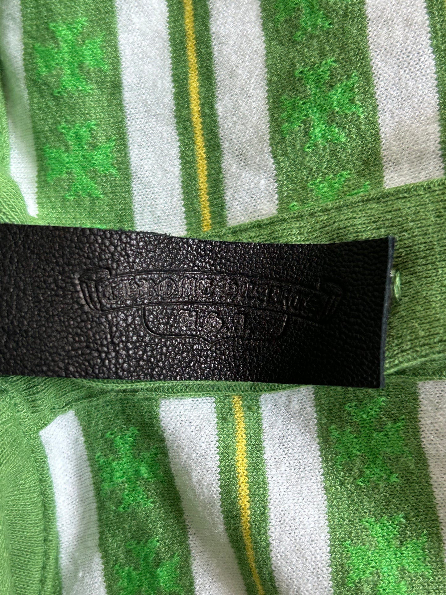 Chrome Hearts Green & White Striped Polo Longsleeve T-Shirt