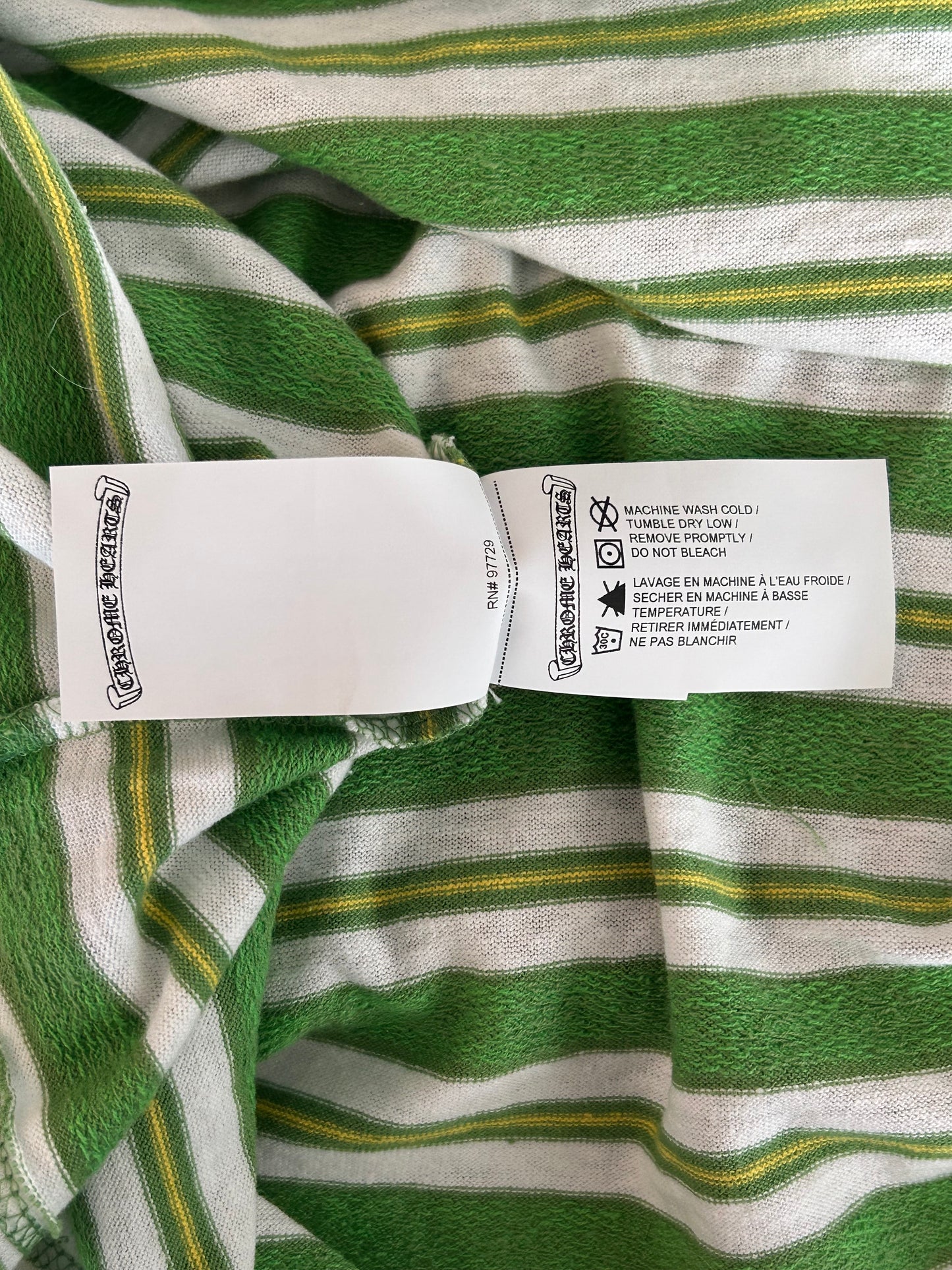 Chrome Hearts Green & White Striped Polo Longsleeve T-Shirt