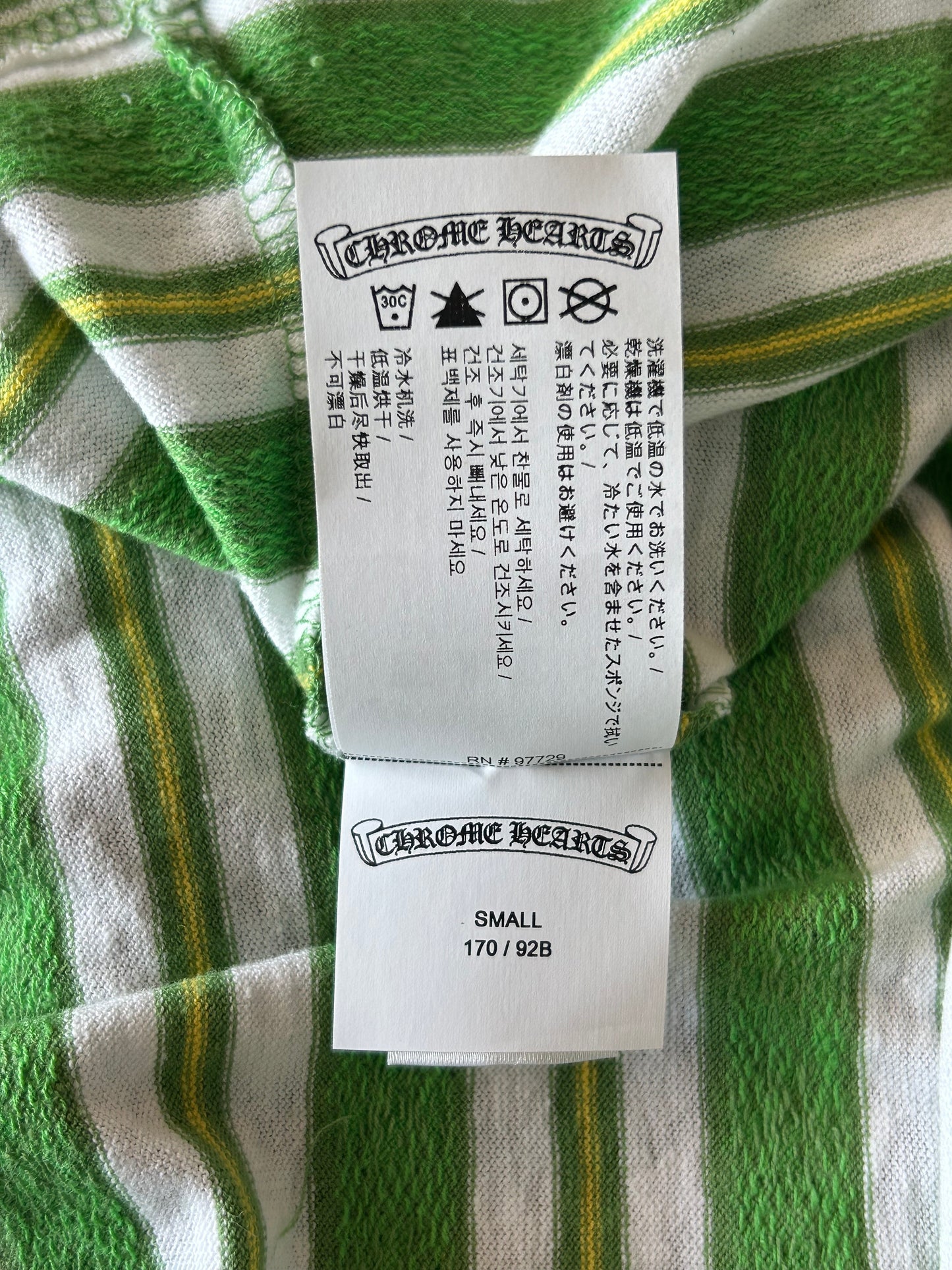 Chrome Hearts Green & White Striped Polo Longsleeve T-Shirt