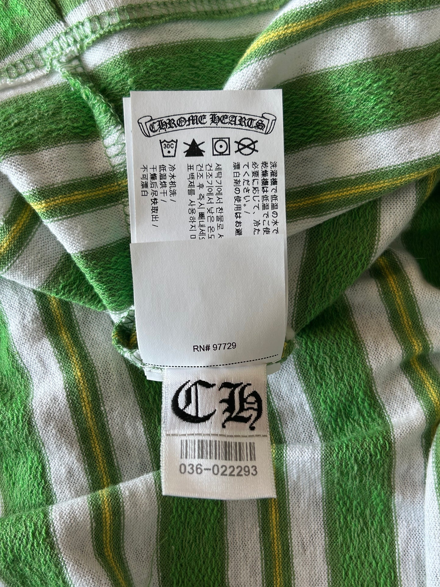 Chrome Hearts Green & White Striped Polo Longsleeve T-Shirt