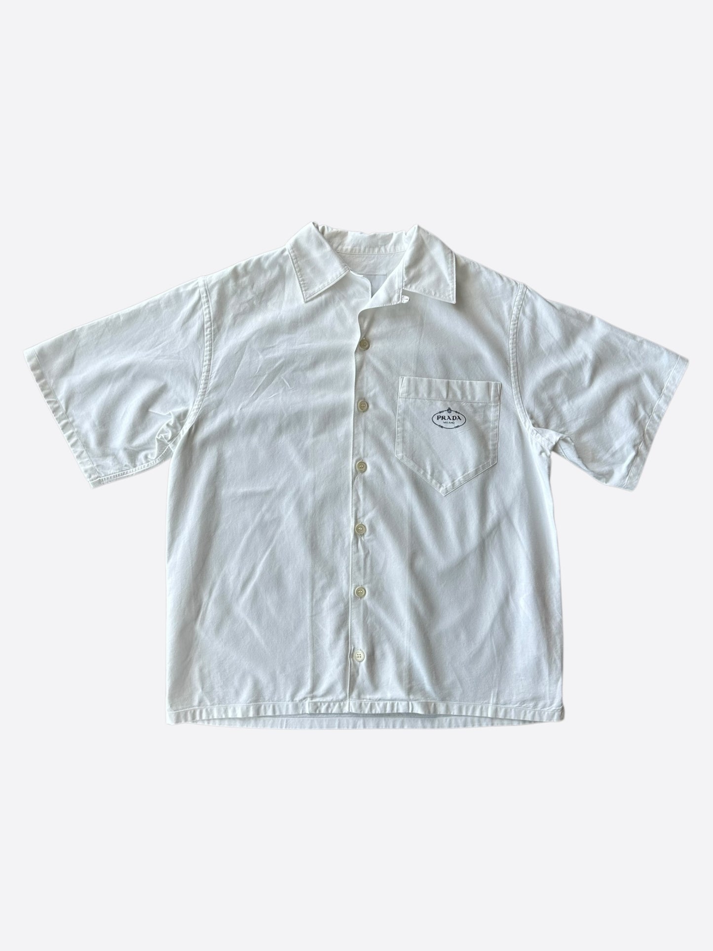Prada White & Black Logo Button Up Shirt