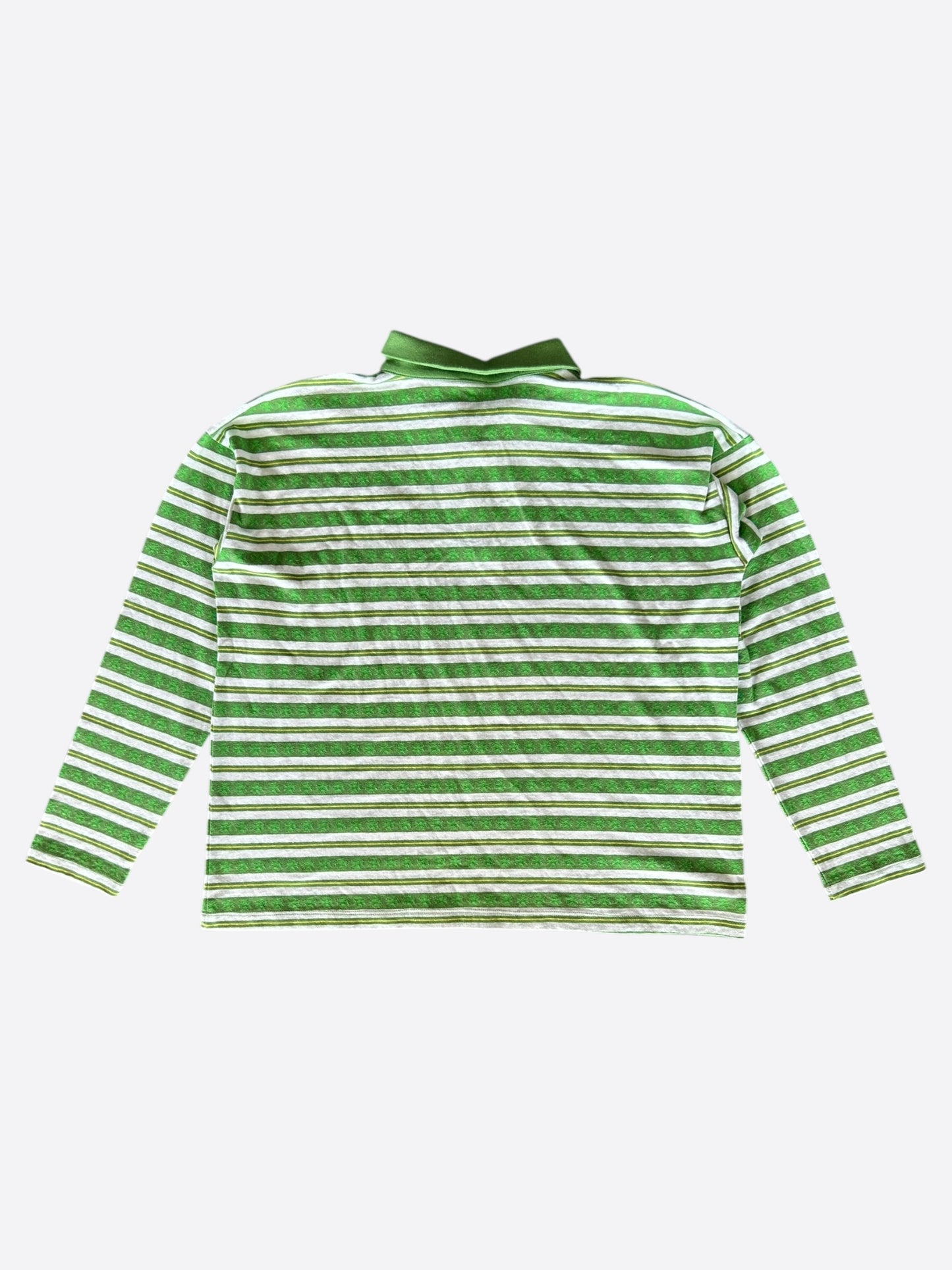 Chrome Hearts Green & White Striped Polo Longsleeve T-Shirt
