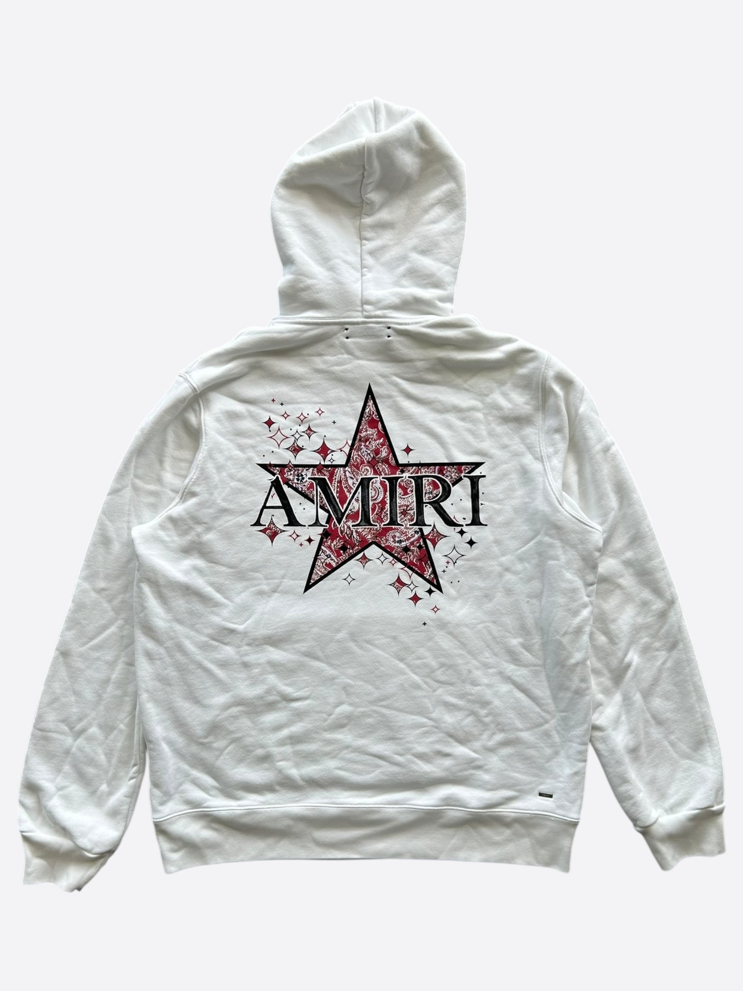 Amiri White & Red Paisley Star Logo Hoodie