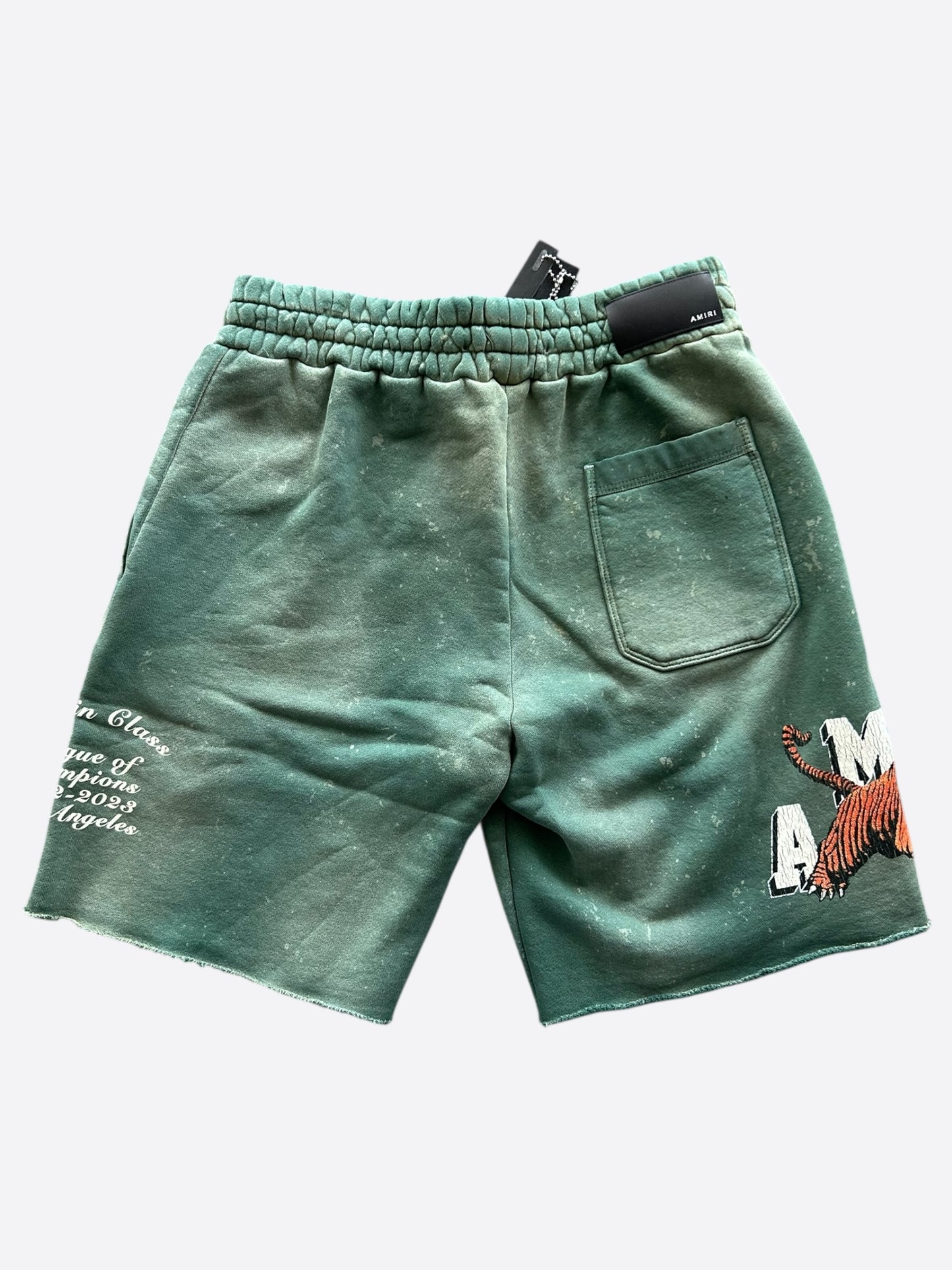 Amiri Green & White Tiger Logo Shorts