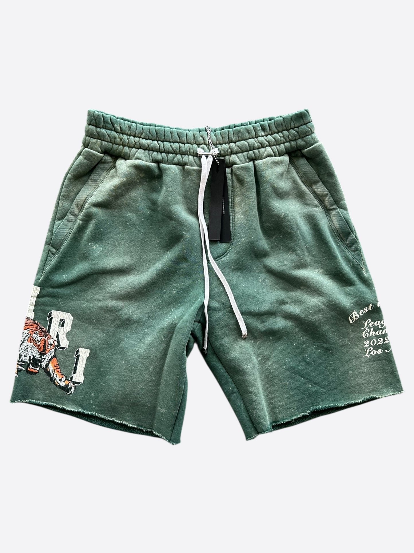 Amiri Green & White Tiger Logo Shorts