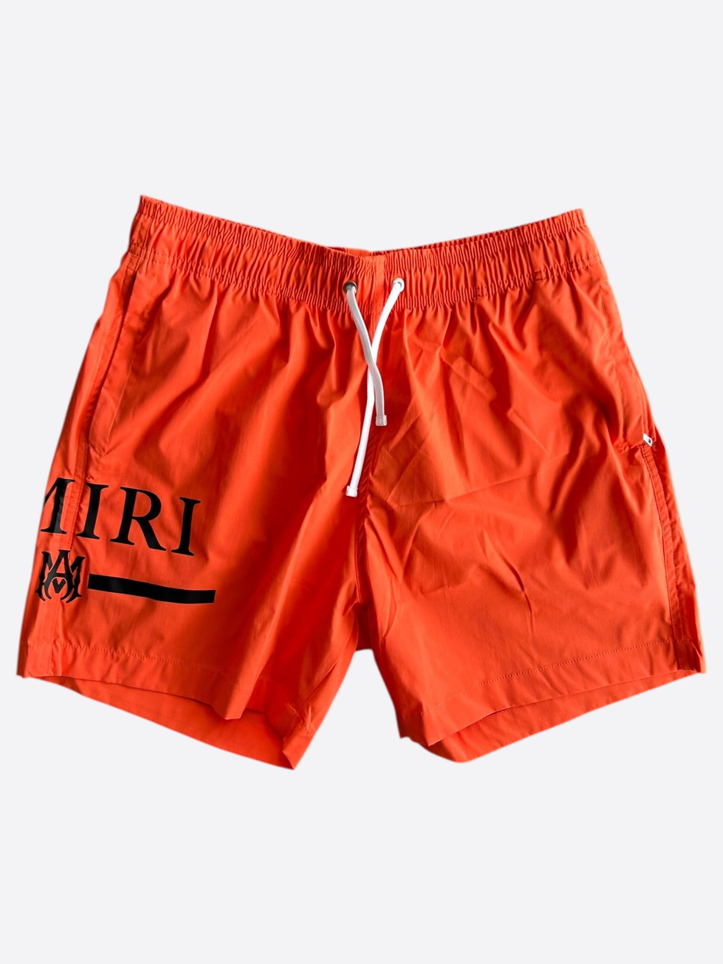 Amiri Orange & Black MA Bar Logo Swimshorts