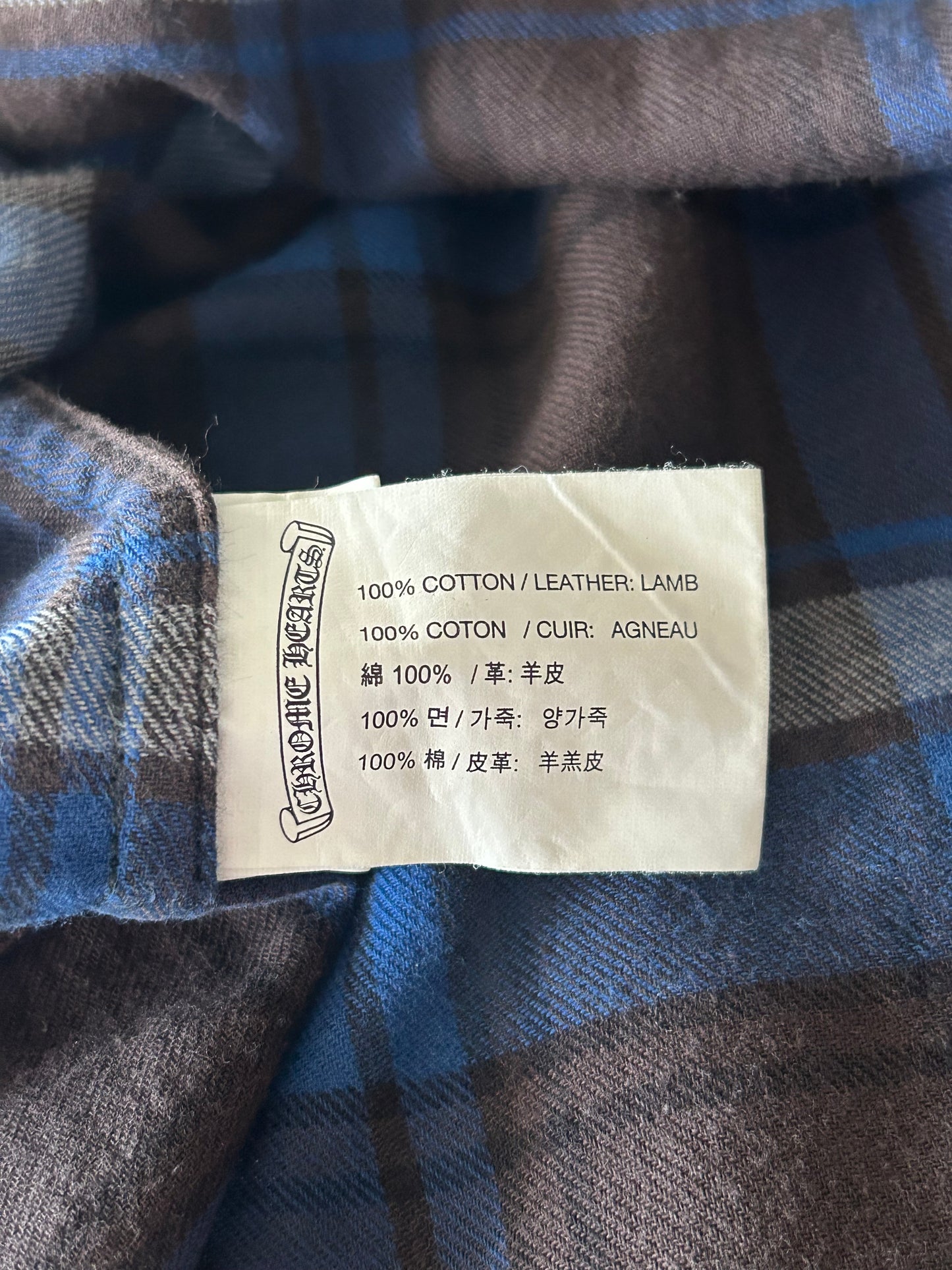 Chrome Hearts Blue Plaid Cross Patch Flannel