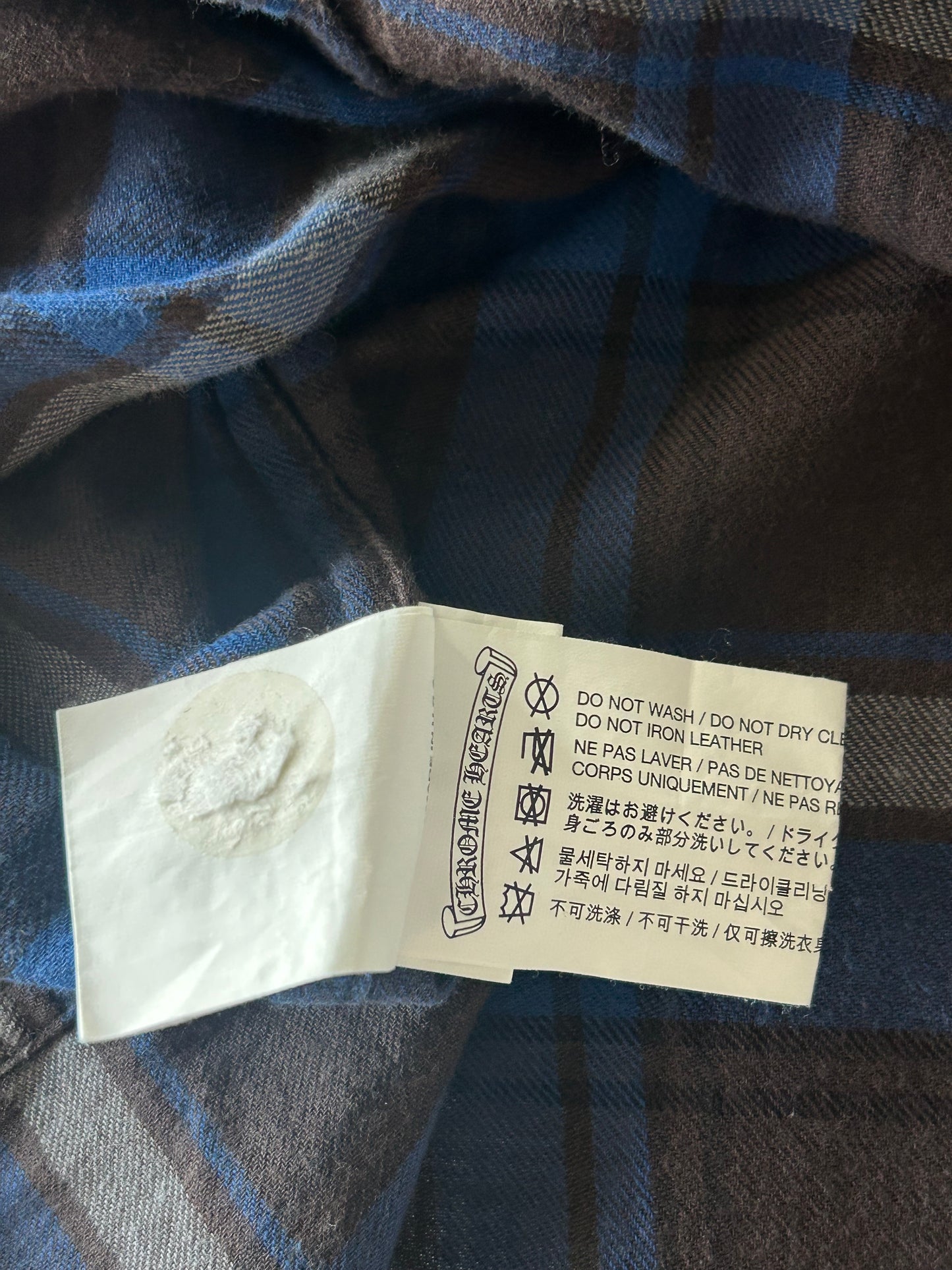 Chrome Hearts Blue Plaid Cross Patch Flannel