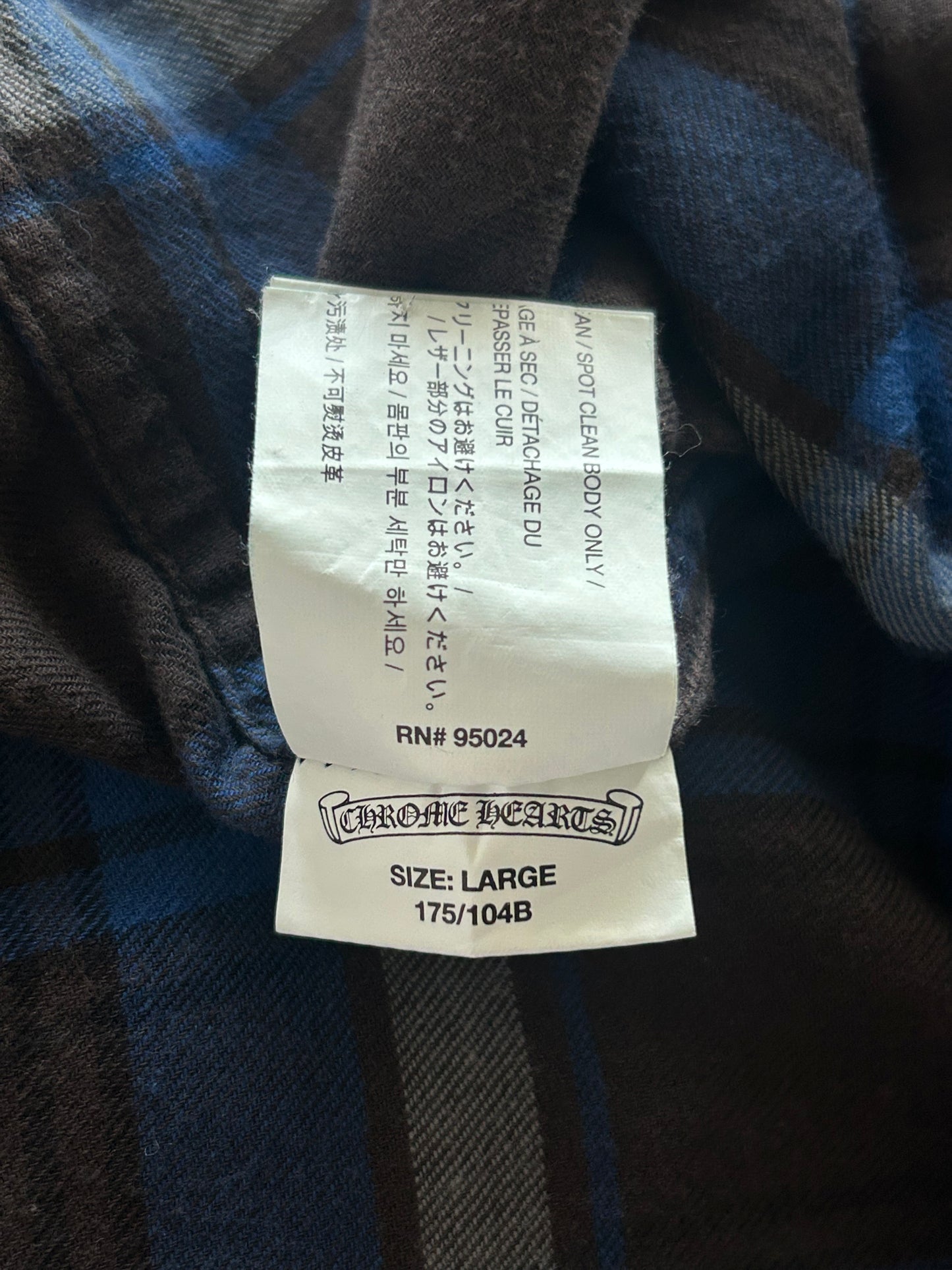 Chrome Hearts Blue Plaid Cross Patch Flannel