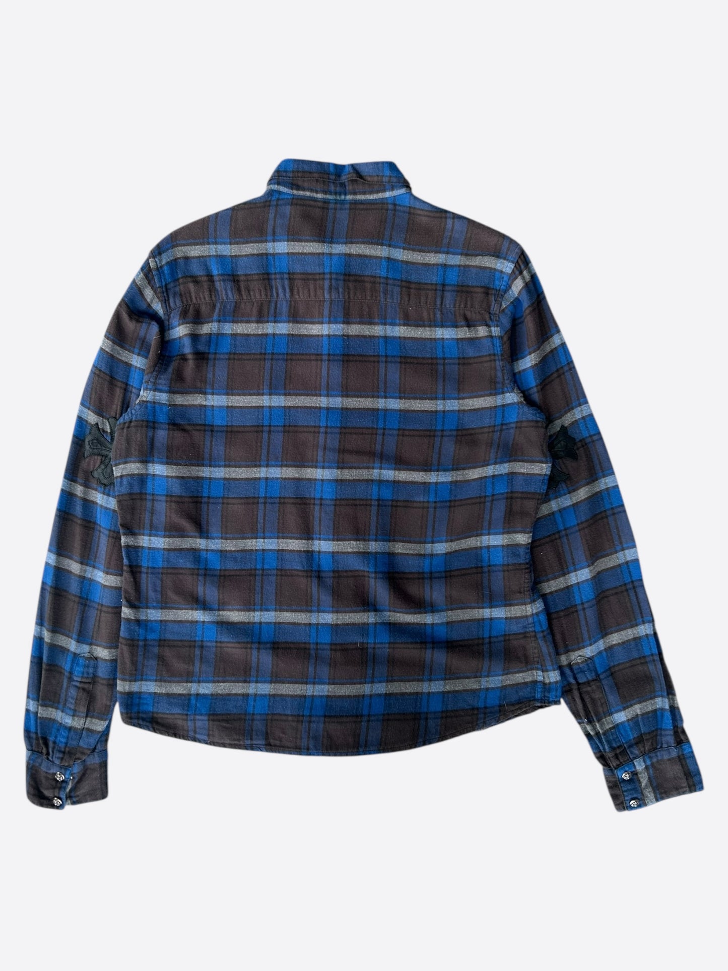 Chrome Hearts Blue Plaid Cross Patch Flannel