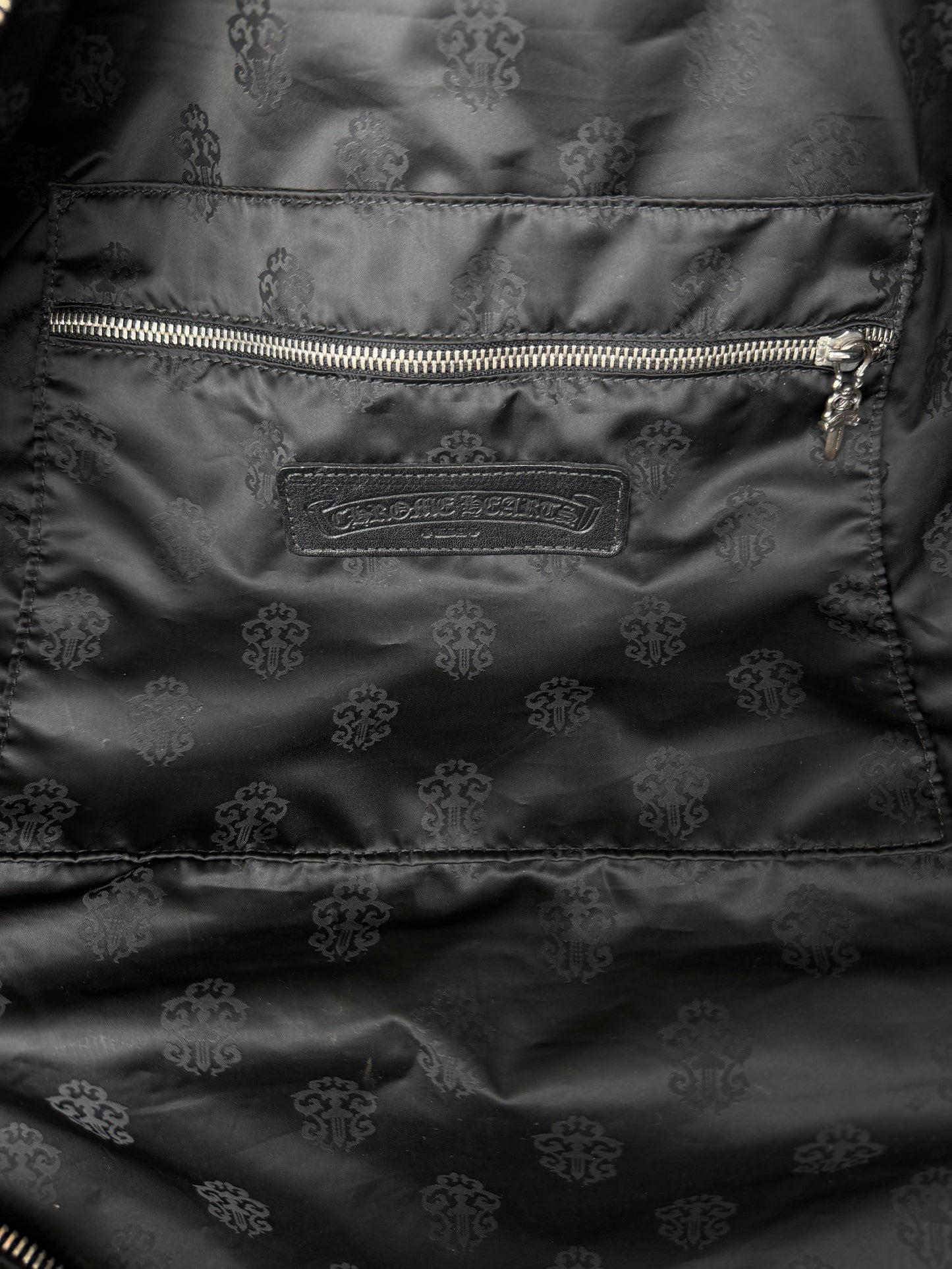 Chrome Hearts Black, White & Green Triple Cross Leather Duffel Bag