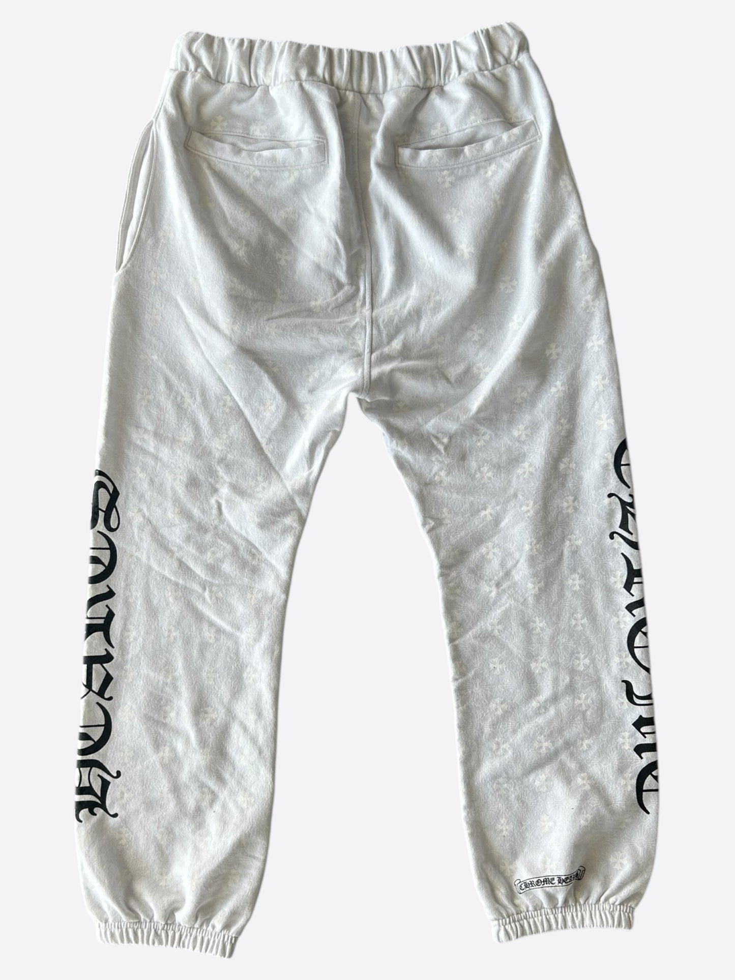 Chrome Hearts White & Black Horseshoe Logo Cross Jacquard Sweatpants
