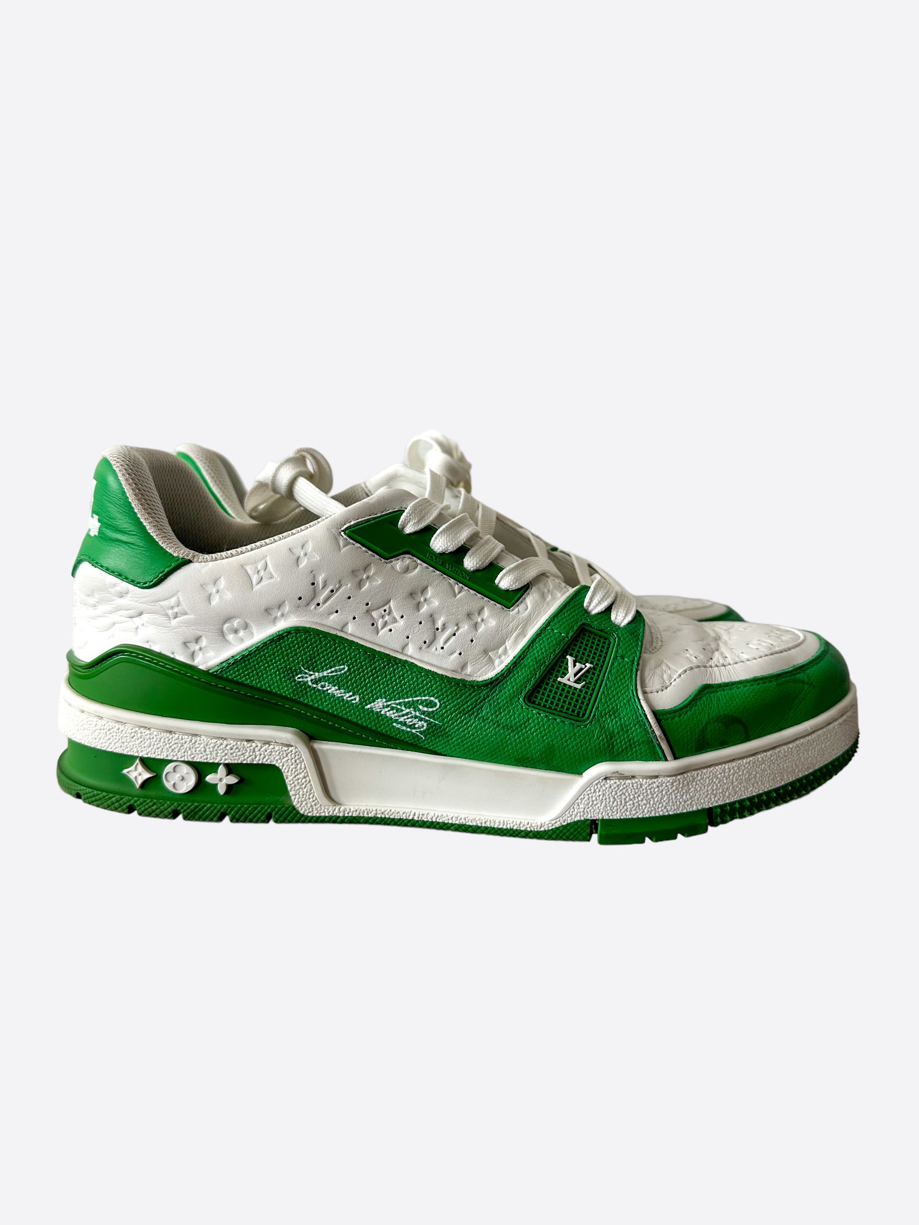 New 2022 Louis Vuitton LV Trainer Sneaker Green Monogram Leather