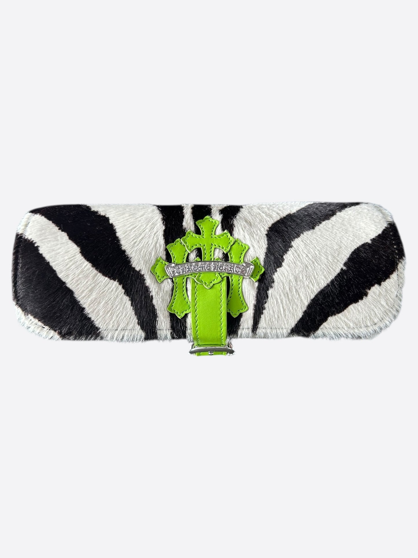 Chrome Hearts Black & White Zebra Green Cross Patch Watch Roll