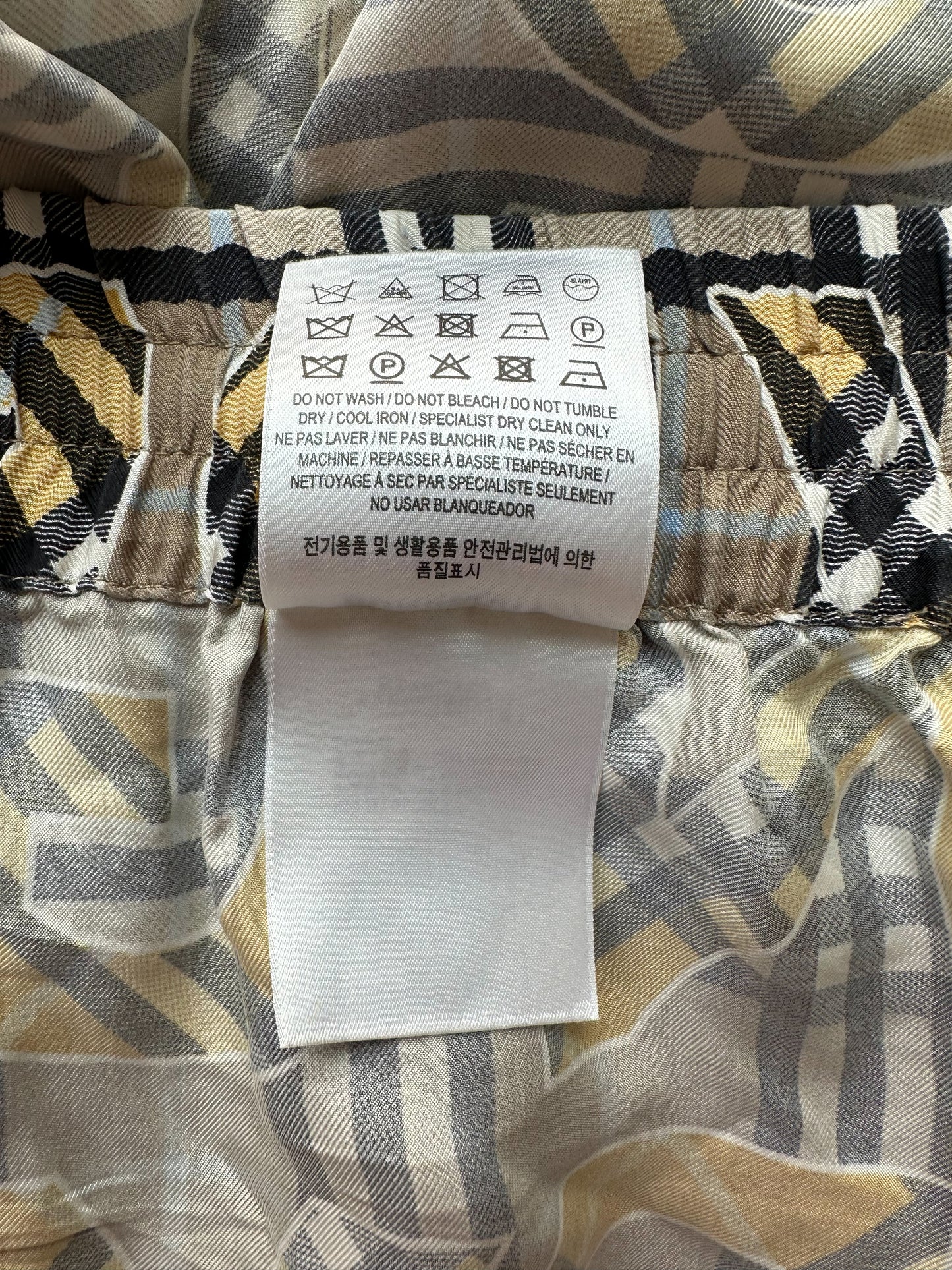Burberry Beige & Yellow Repeat Logo Silk Shorts