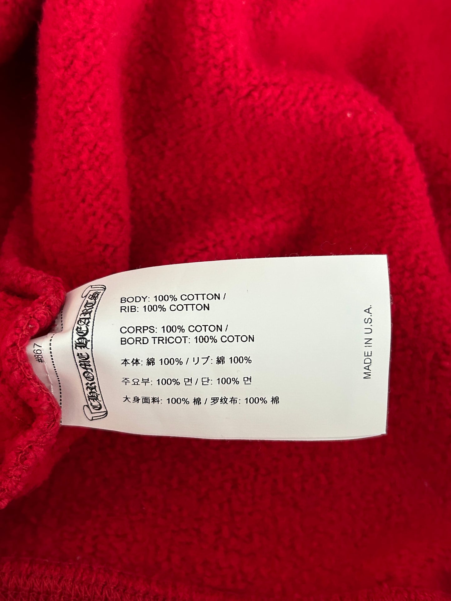 Chrome Hearts Red & White Triple Cross Embroidered Quarter Zip Sweater