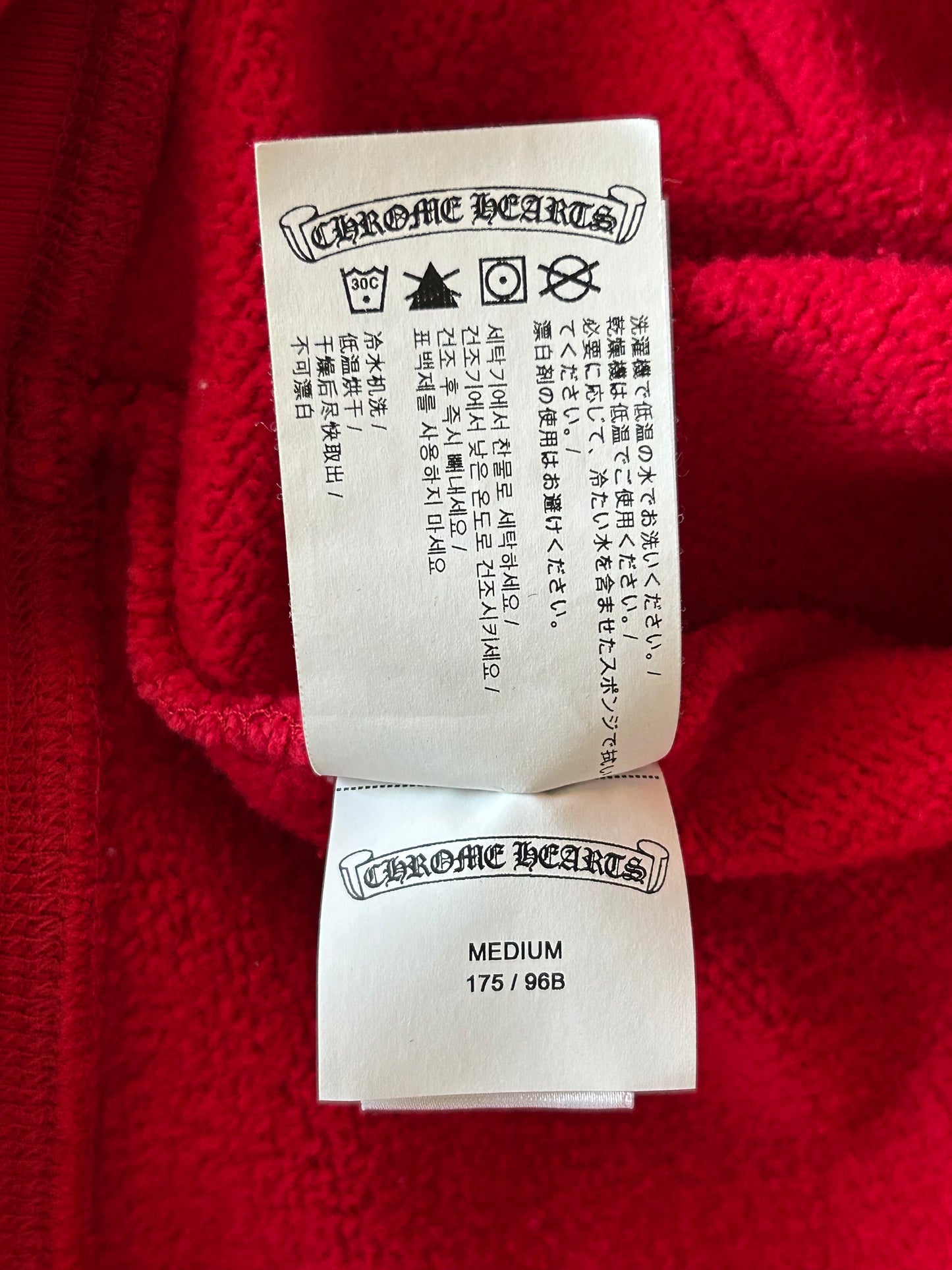 Chrome Hearts Red & White Triple Cross Embroidered Quarter Zip Sweater