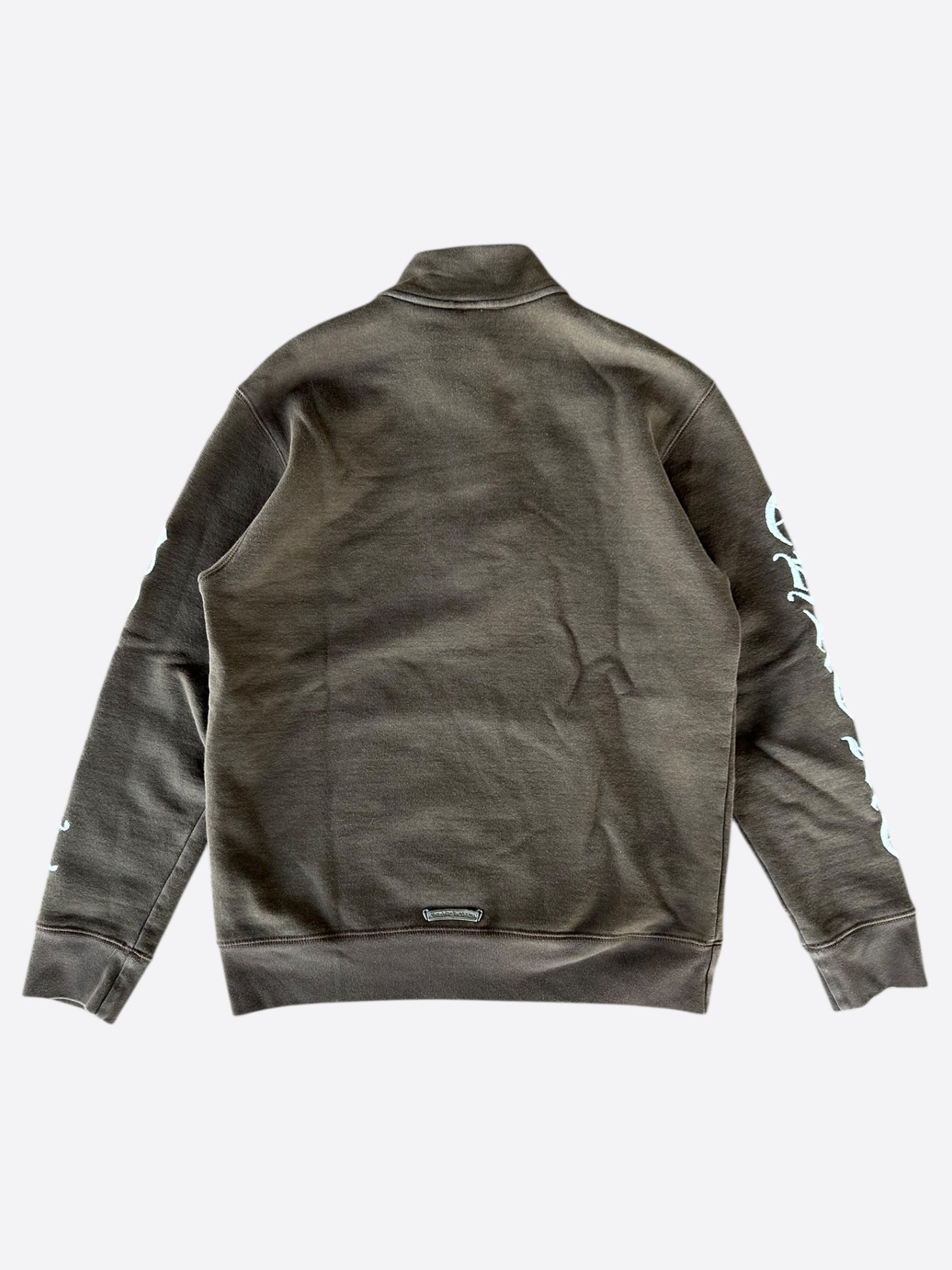 Chrome Hearts Brown & White Embroidered Logo Quarter Zip Sweater