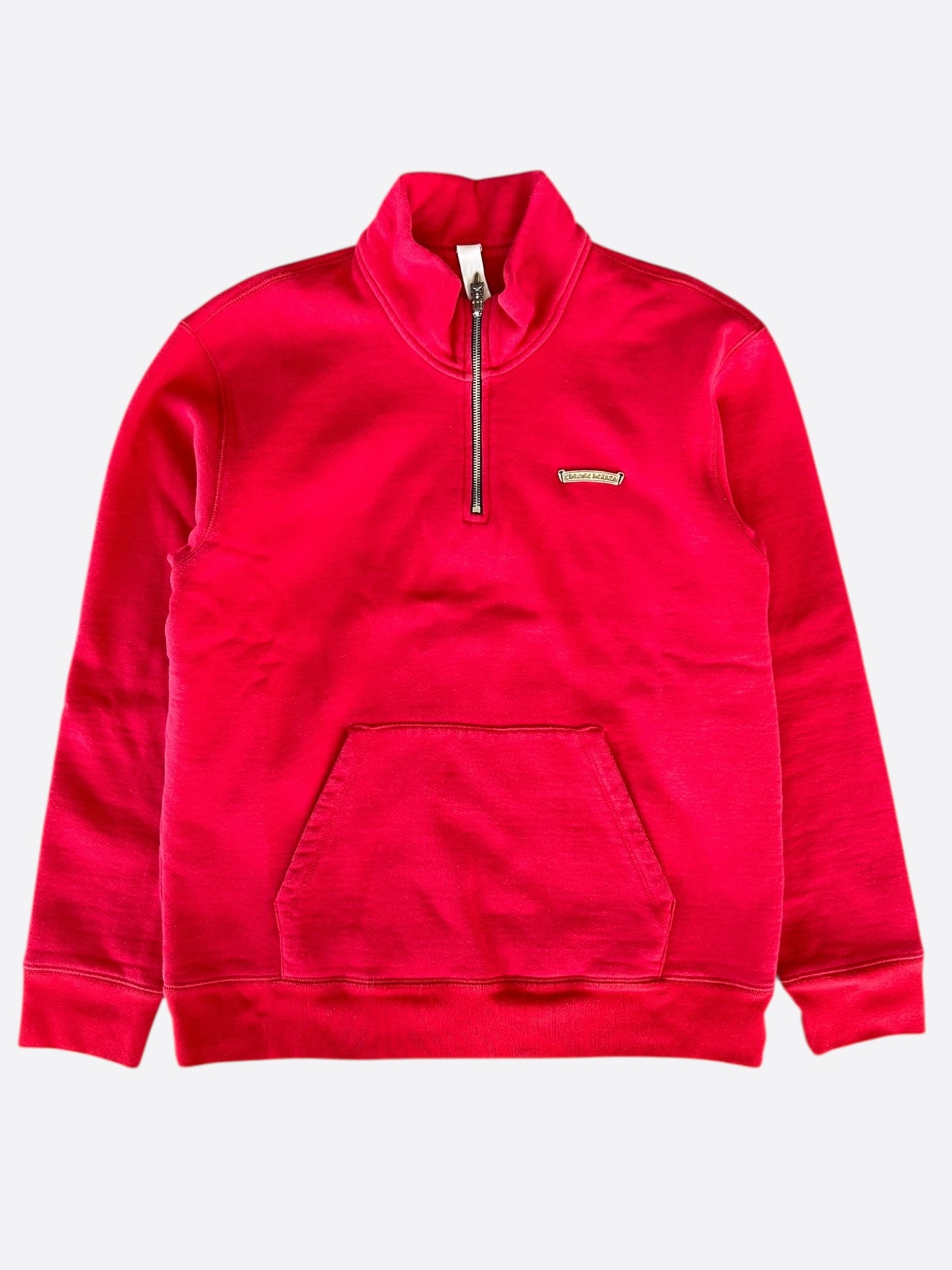 Chrome Hearts Red & White Triple Cross Embroidered Quarter Zip Sweater