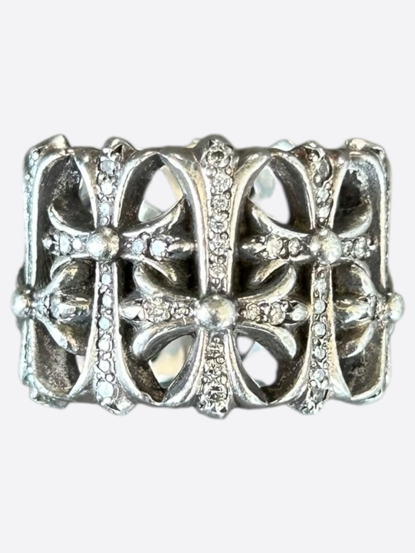 Chrome Hearts Silver & Diamond Cemetery Ring
